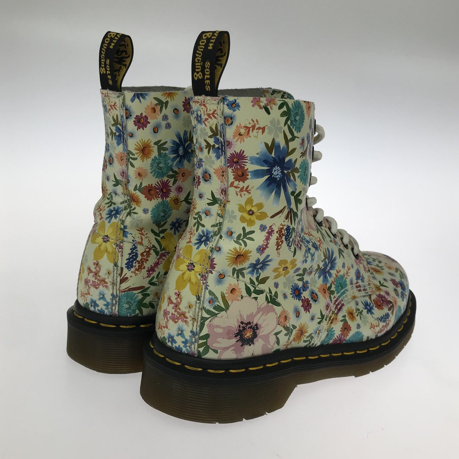 ブーツ Dr.Martens 花柄8ホール/UK6 24.5cm (US6 1/2 UK6 EU39)