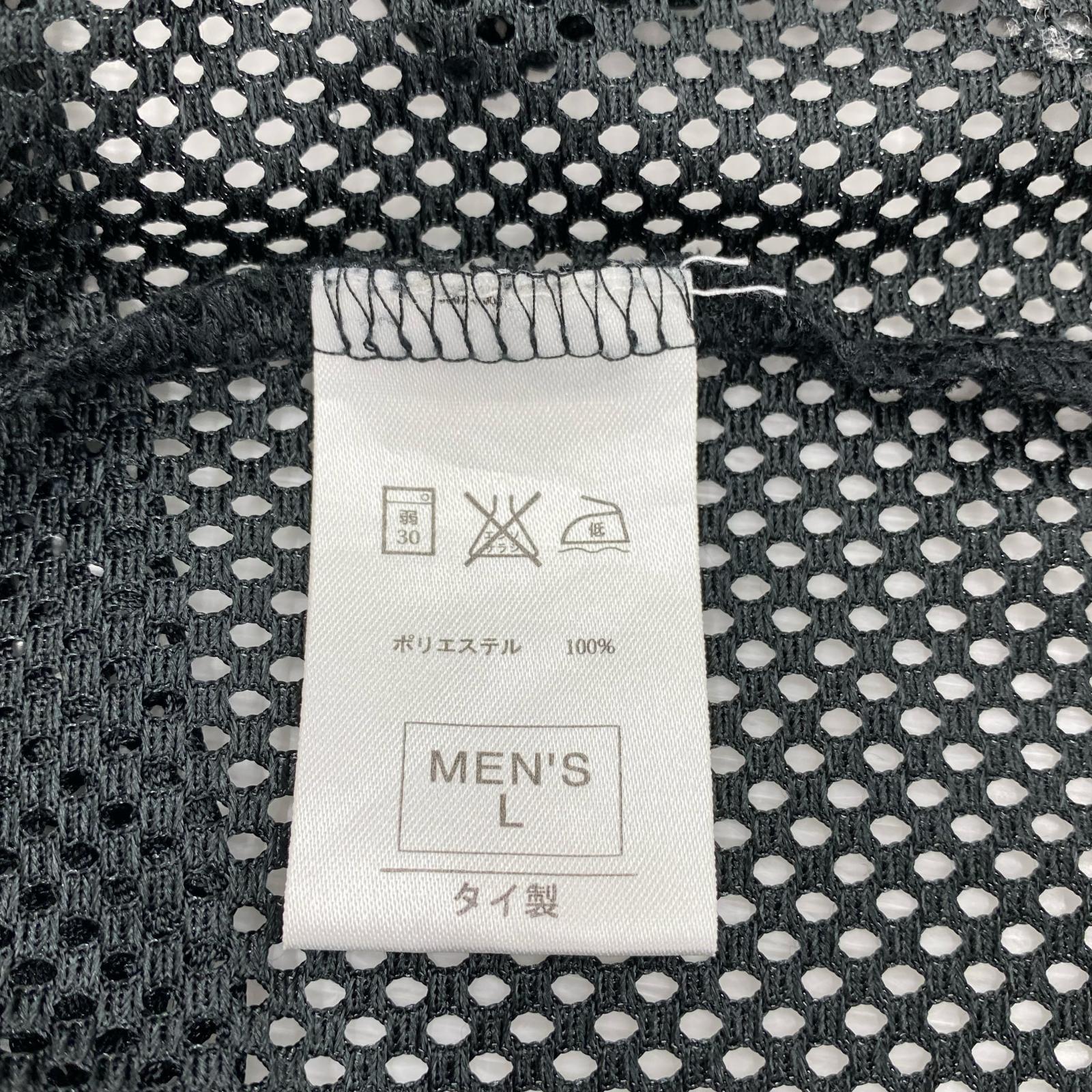 半袖Tシャツ メッシュカットソー (L) 黒 L ブラック