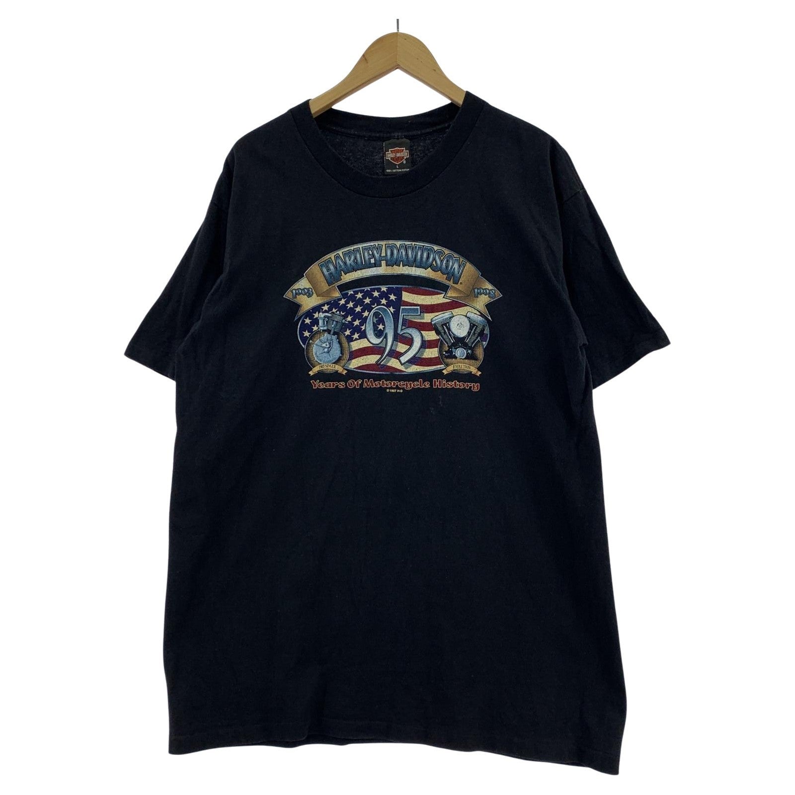 半袖Tシャツ 97年 USA製 S/S国旗プリントTee (L) L ブラック