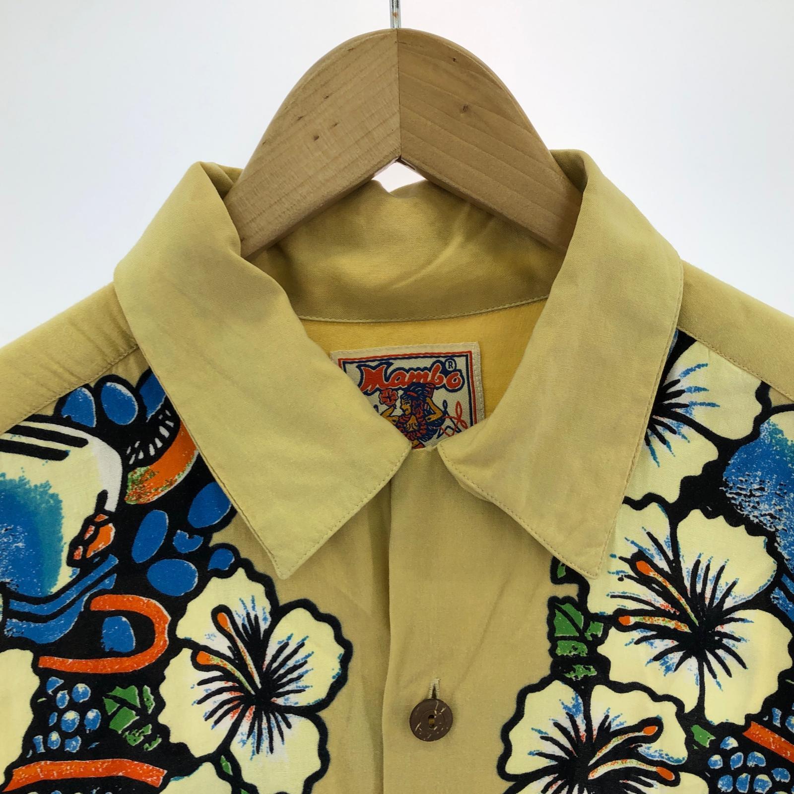 半袖シャツ 90s MAMBO LOUD SHIRTS レーヨンアロハシャツ M BEG M ベージュ