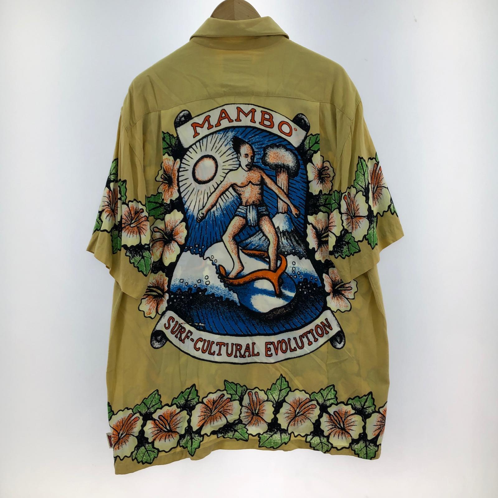 半袖シャツ 90s MAMBO LOUD SHIRTS レーヨンアロハシャツ M BEG M ベージュ