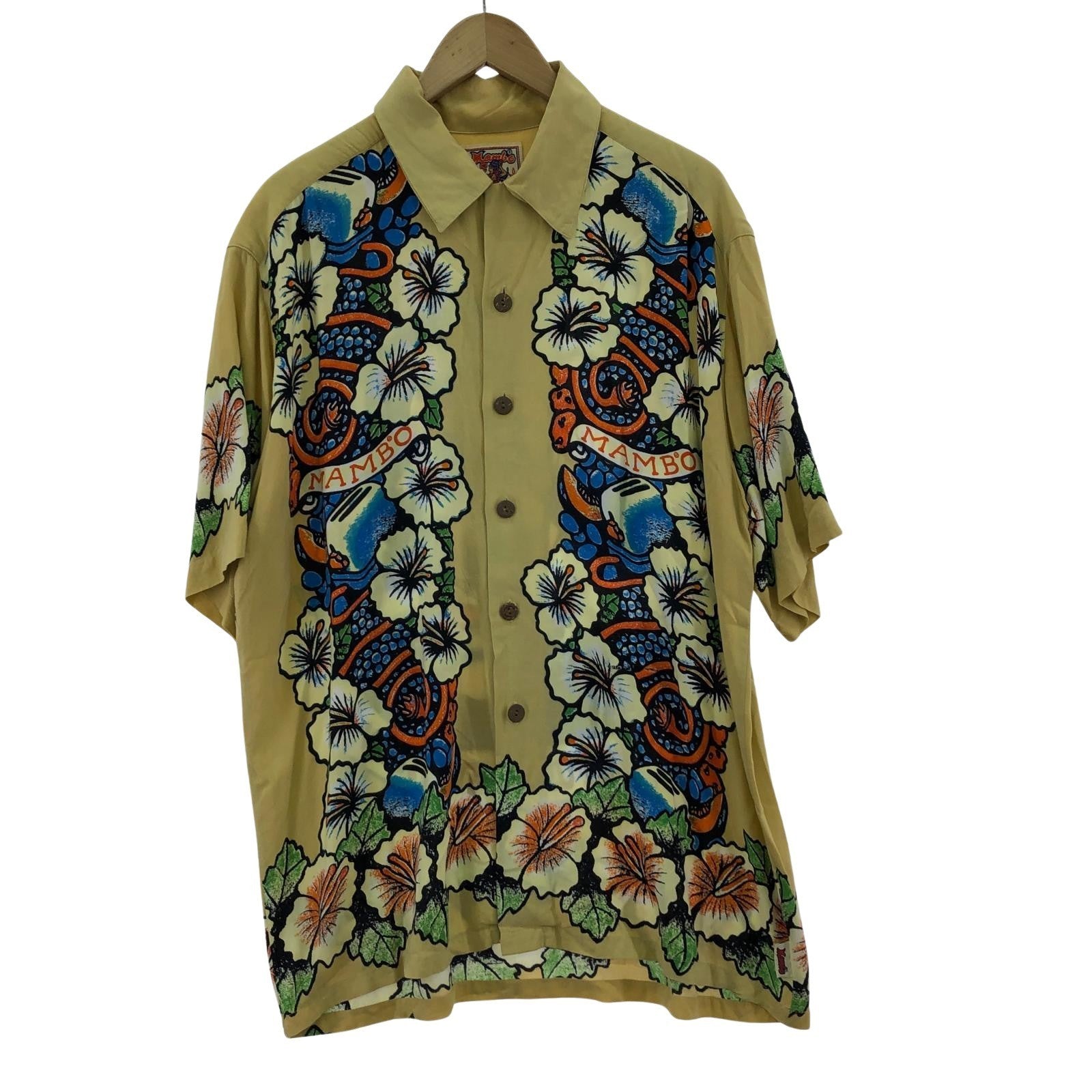 半袖シャツ 90s MAMBO LOUD SHIRTS レーヨンアロハシャツ M BEG M ベージュ