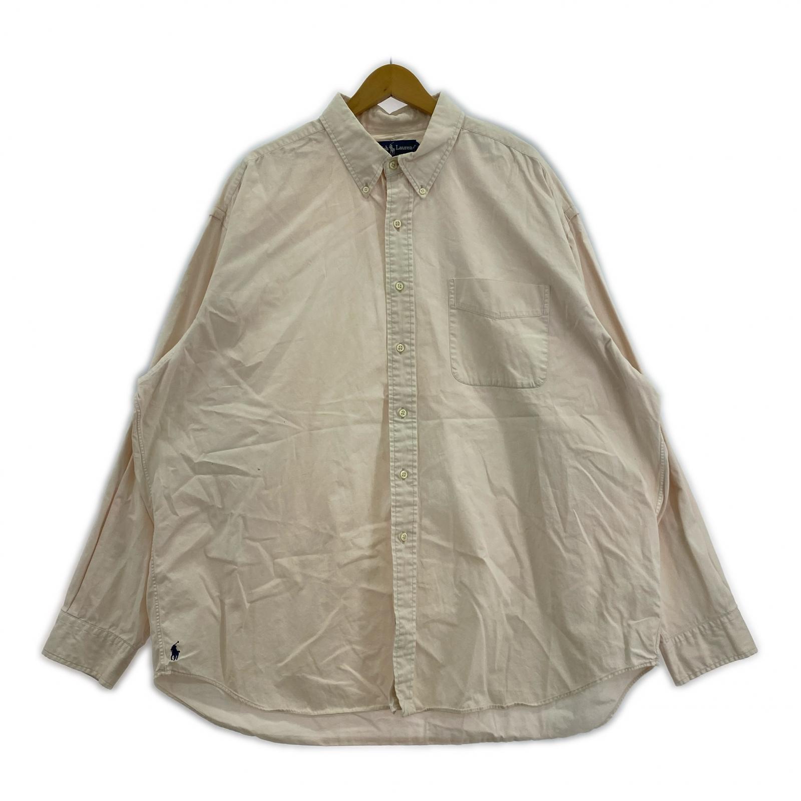 長袖シャツ ピンクホワイト (XL) ピンク