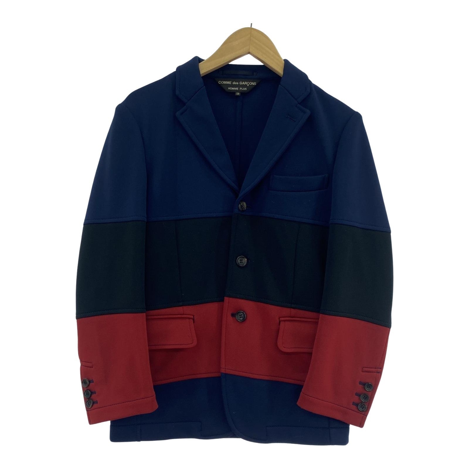 テーラードジャケット COMME des GARCONS マルチボーダー ボンディングテーラードジャケット XS ネイビー×ブラック×レッド AD2010 マルチカラー