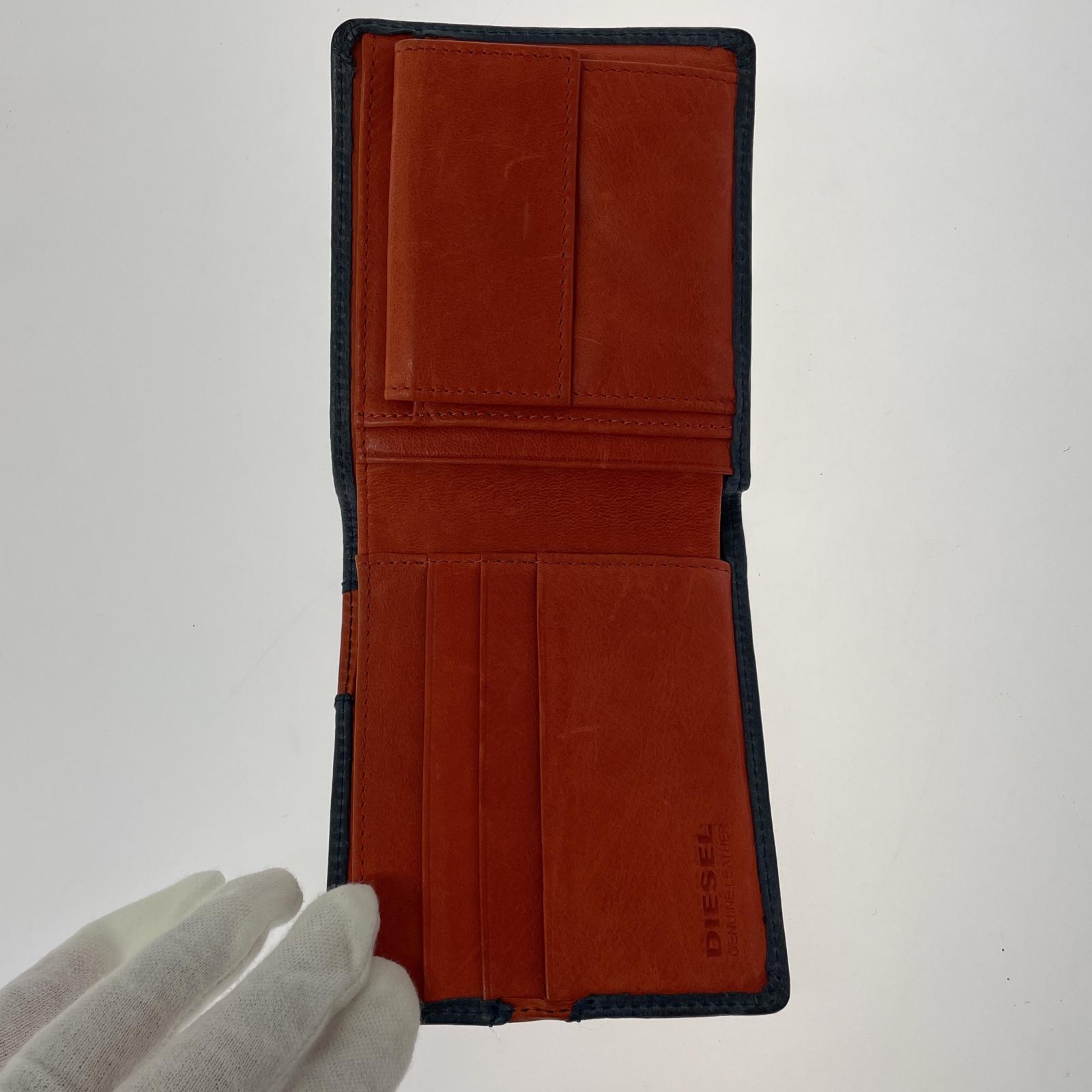 コンパクトウォレット 2つ折り財布 紺