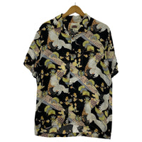 半袖シャツ DENIM&DUNDAREE 和柄 レーヨンアロハシャツ (L) L ブラック