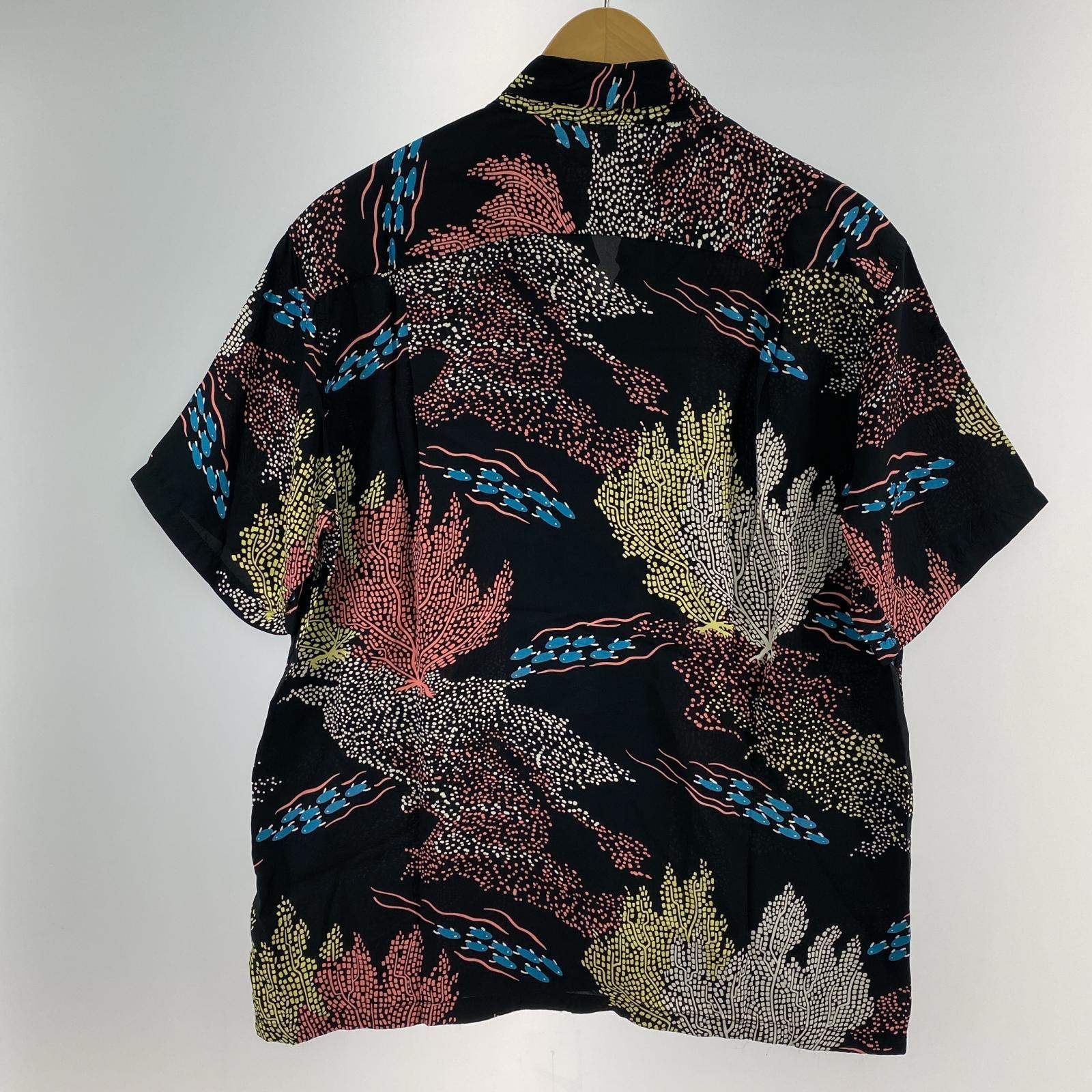 半袖シャツ RAYON HAWAIIAN SHIRT アロハシャツ SEAFAN M ブラック