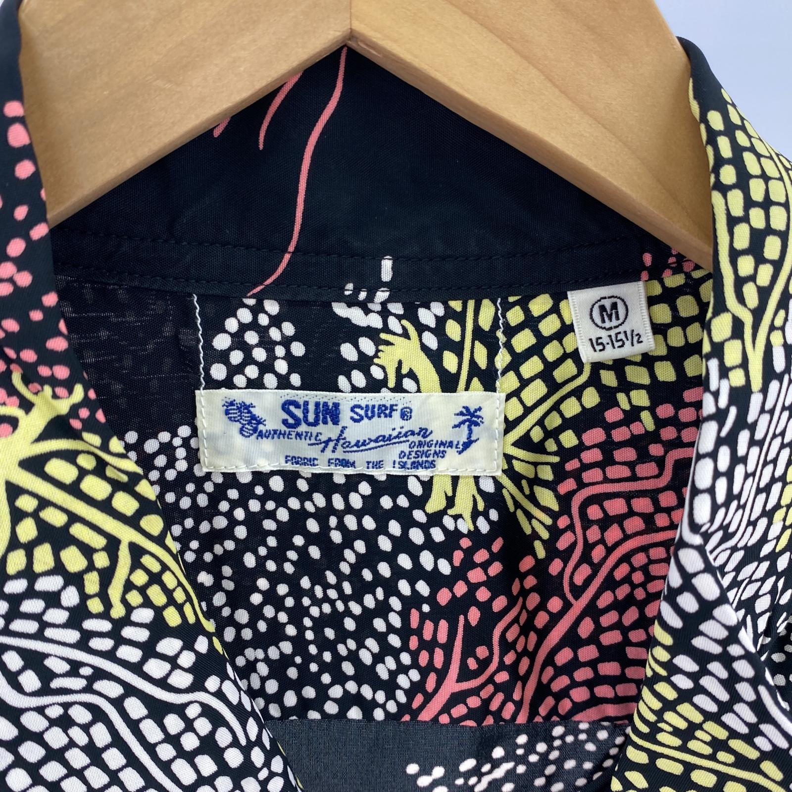 半袖シャツ RAYON HAWAIIAN SHIRT アロハシャツ SEAFAN M ブラック