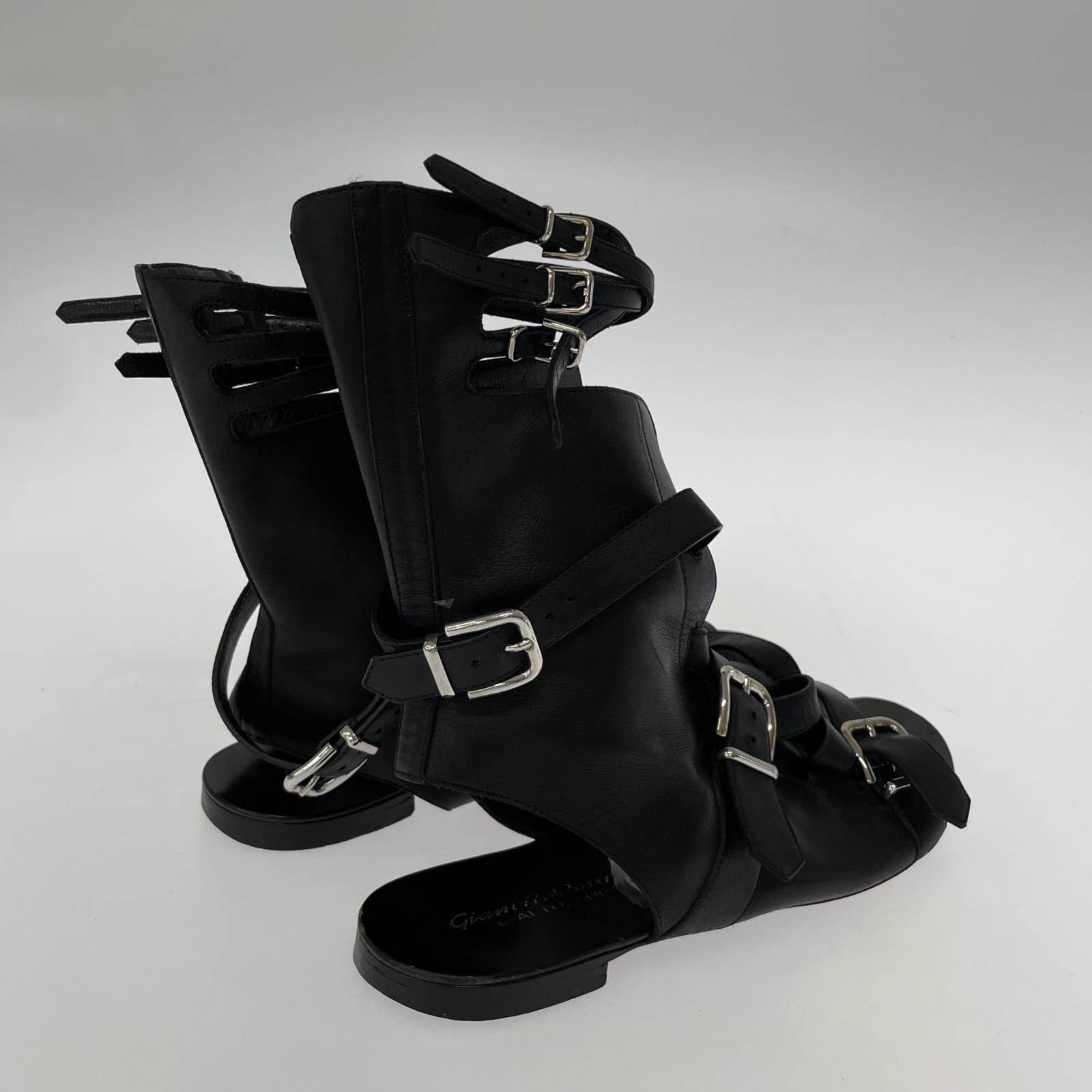 シューズ for ALTUZARRA レザー ストラップサンダル 38 1/2 ブラック ブラック