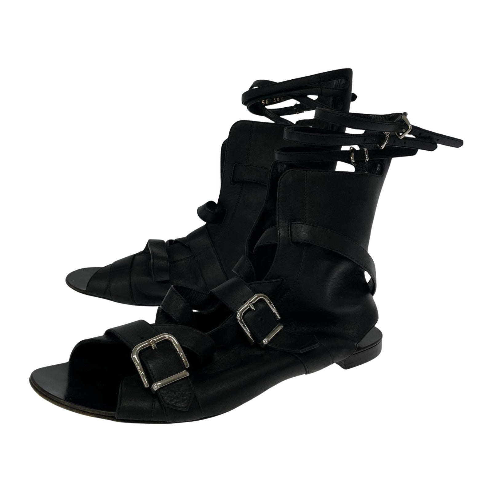 シューズ for ALTUZARRA レザー ストラップサンダル 38 1/2 ブラック ブラック