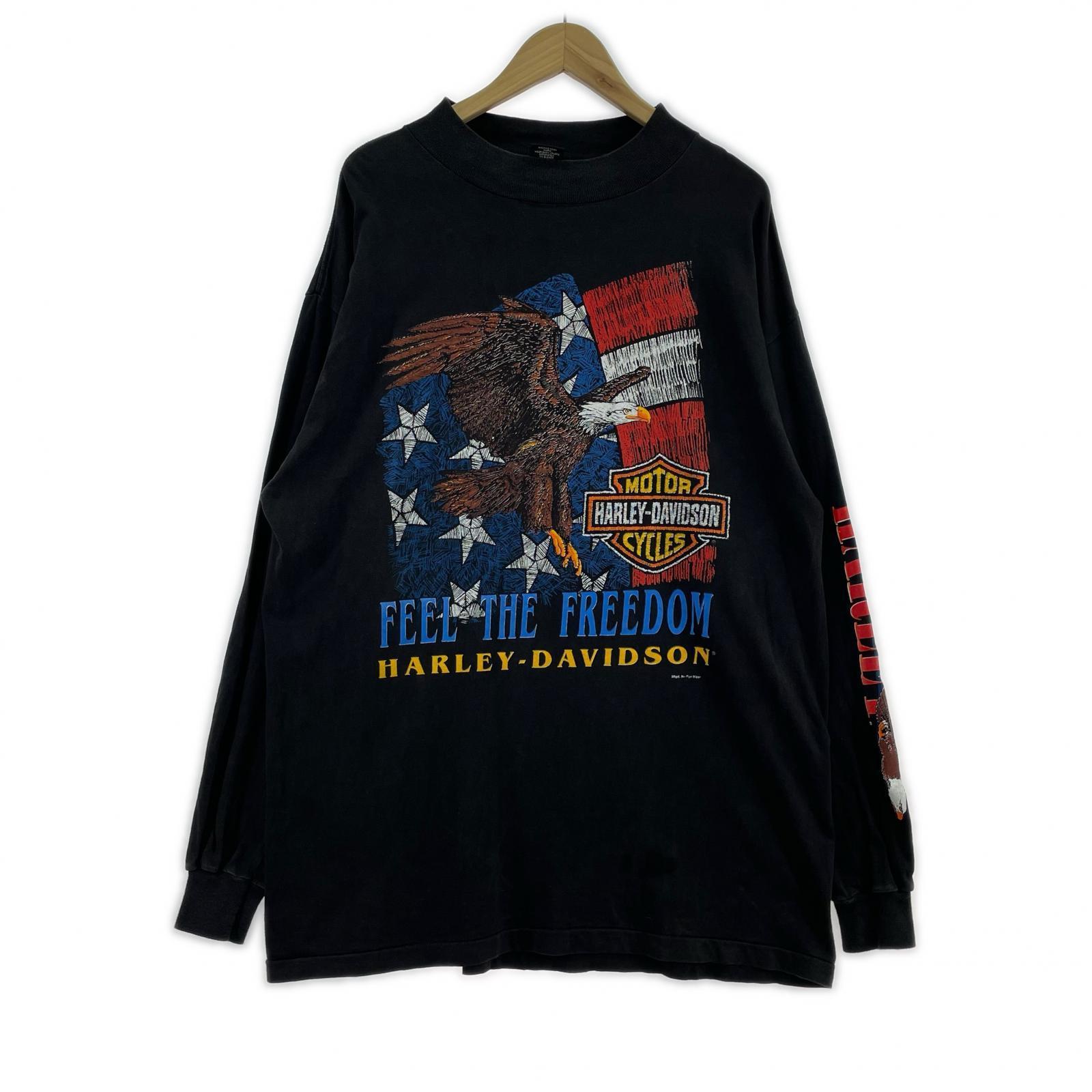 長袖Tシャツ 90s イーグルプリント sizeXL ブラック ブラック