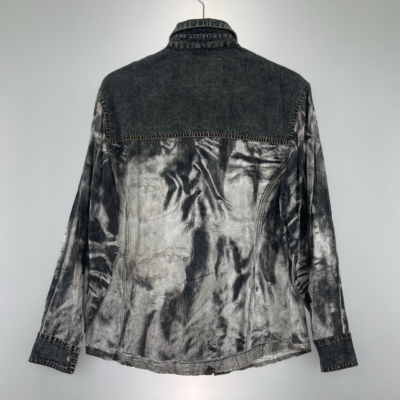 長袖シャツ DIESEL C-Gilly-A Long Sleeve Shirt デニムプリントシャツ 転写 A10754 (38) ブラック
