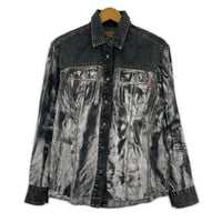 長袖シャツ DIESEL C-Gilly-A Long Sleeve Shirt デニムプリントシャツ 転写 A10754 (38) ブラック