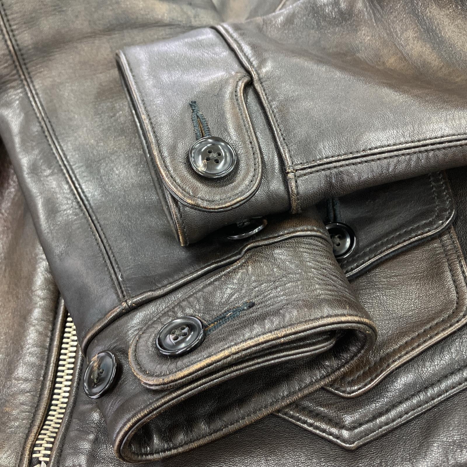 ライダースジャケット fine creek leathers Dポケ グラハム 36 ブラウン