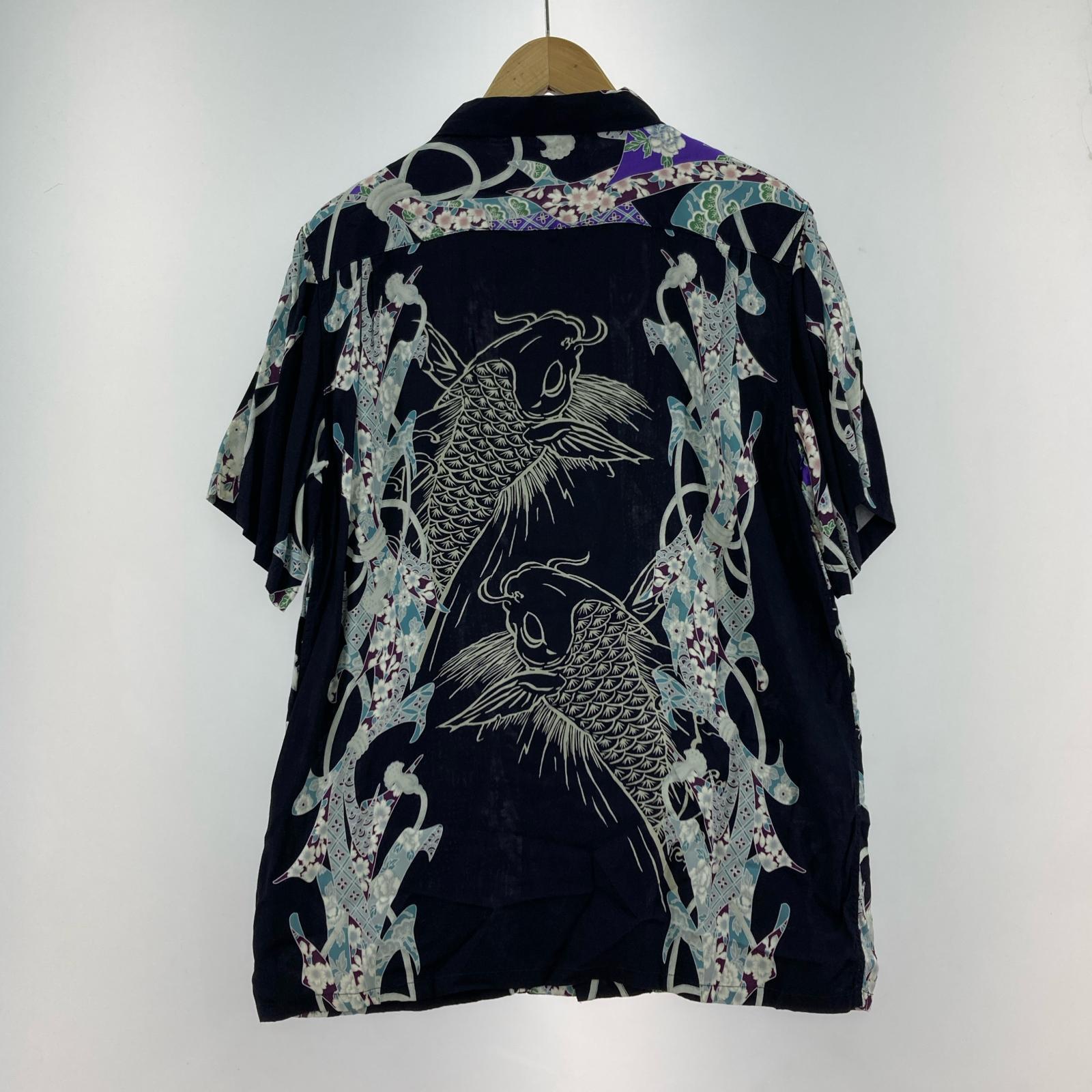 半袖シャツ IOLANI アロハシャツ 紺(L) L ネイビー