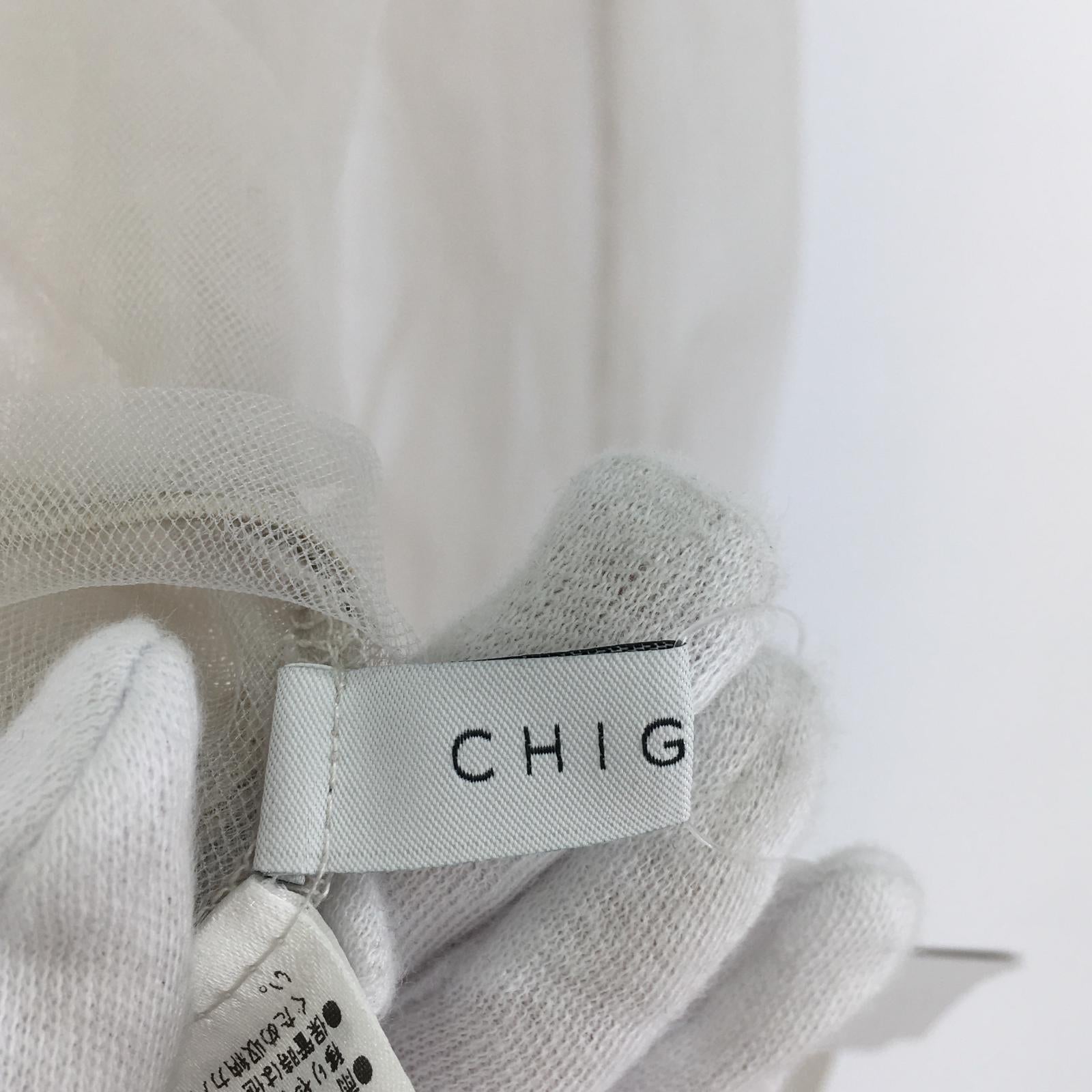 長袖Tシャツ CHIGNON シアーチュールボリュームブラウス フリー ブラウン