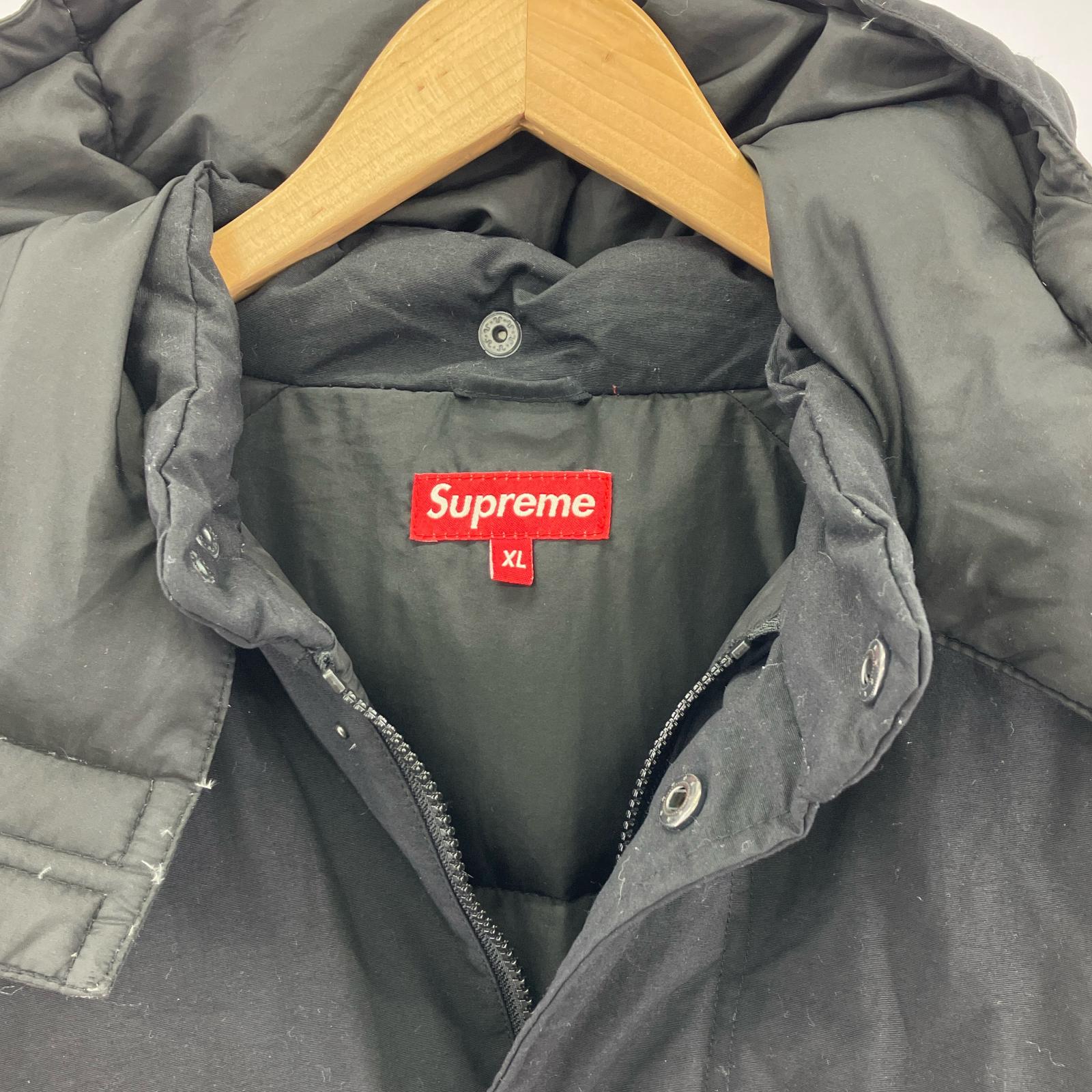 ダウンジャケット Supreme 08AW Puffer Jacket フーデットダウンジャケット XL 黒 ブラック