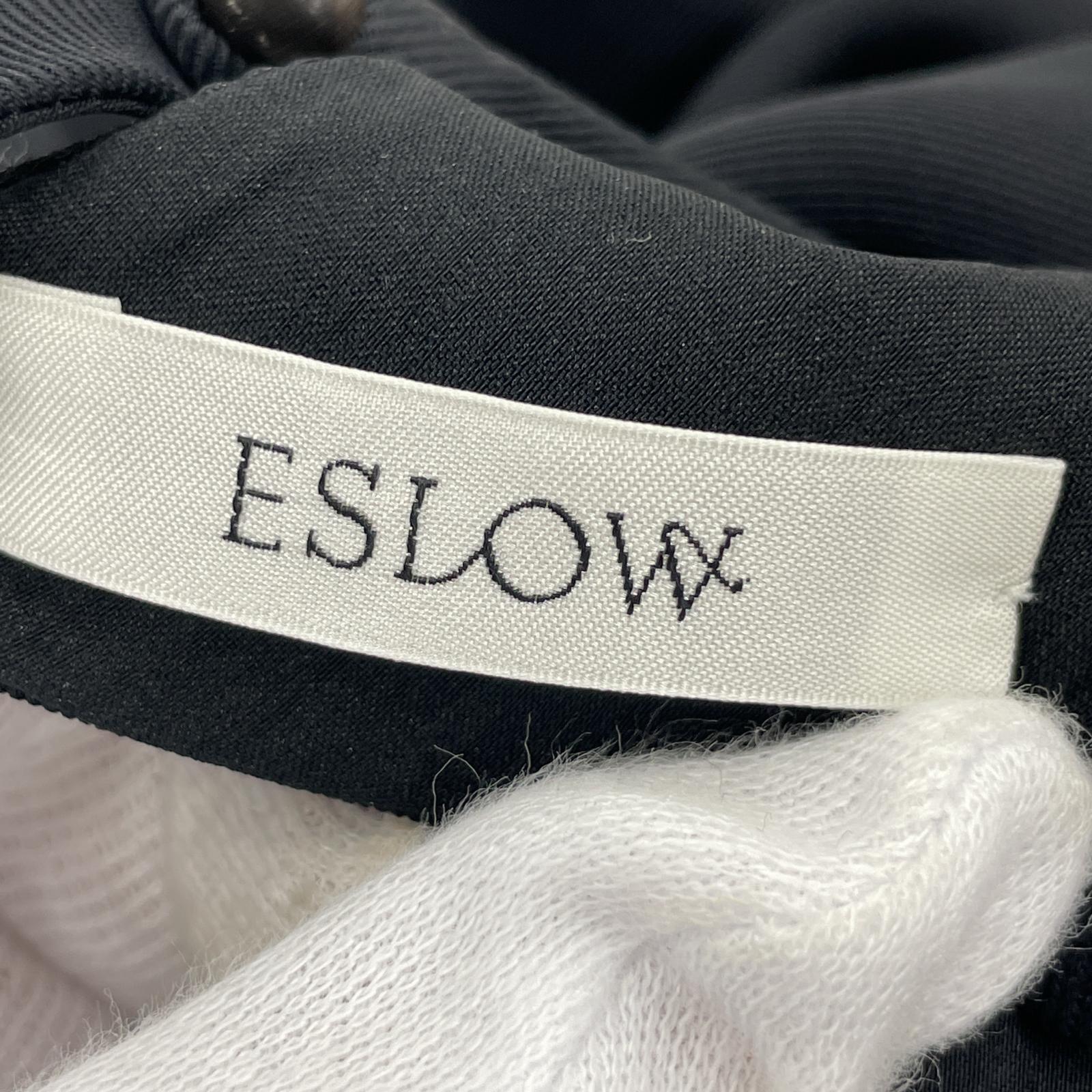 ワンピース ESLOW アセテート S/Sロングワンピース 黒 1 ブラック