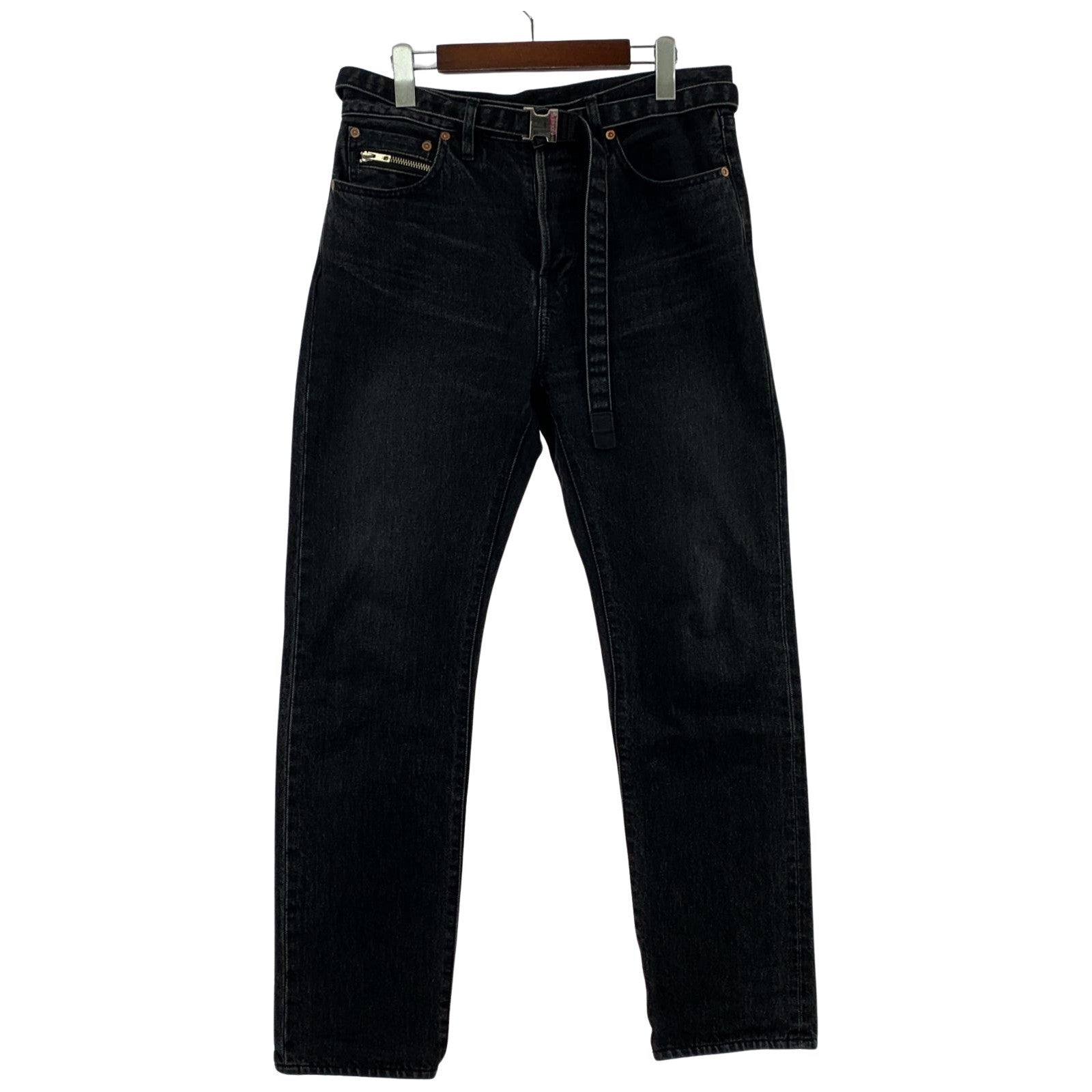 デニムパンツ 23SS BELTED STRAIGHT DENIM PANTS 黒 (1) ブラック