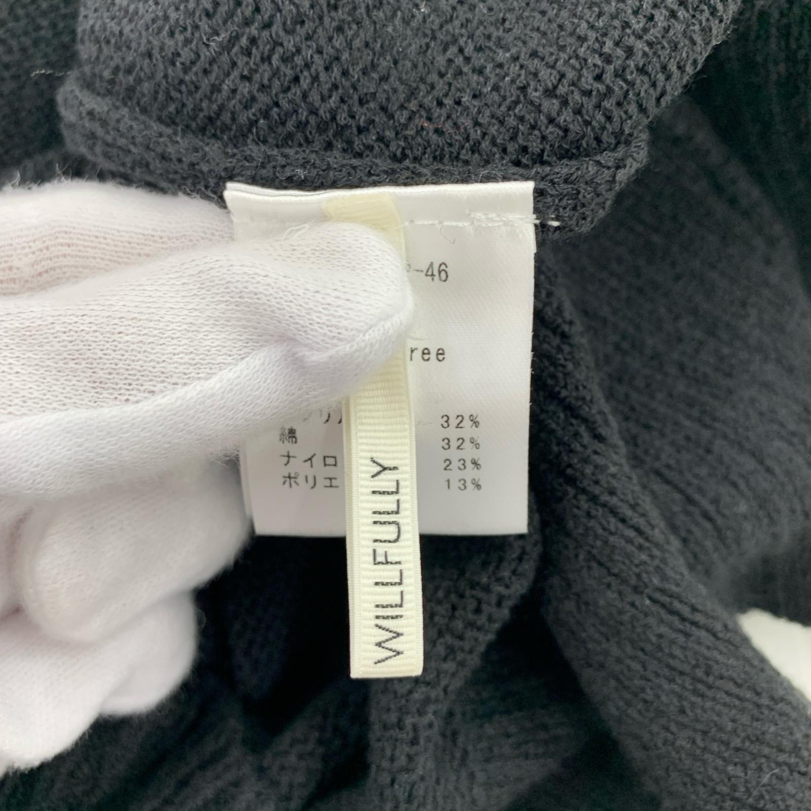 ワンピース willfully embroidery flower knit OP フリー ブラック