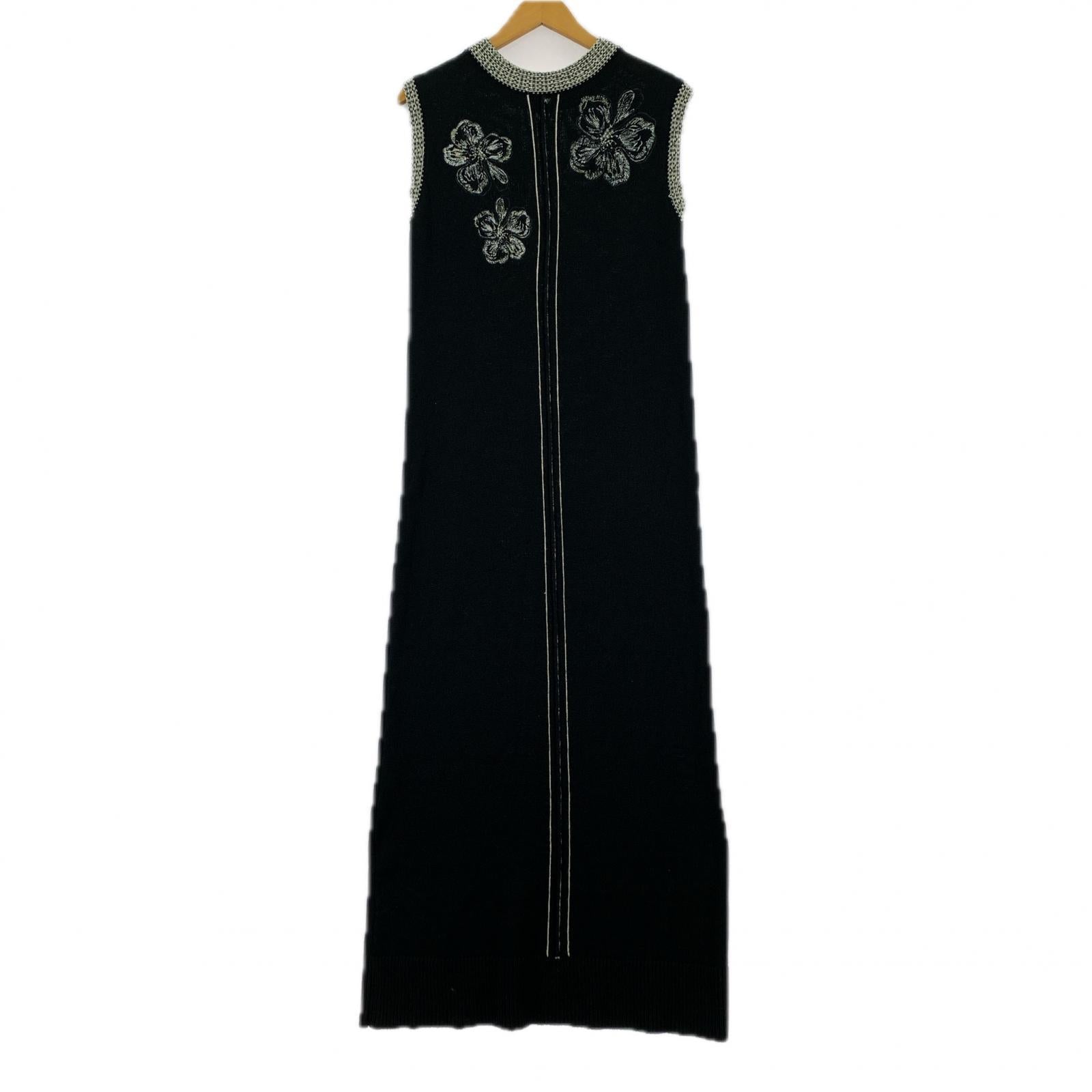 ワンピース willfully embroidery flower knit OP フリー ブラック
