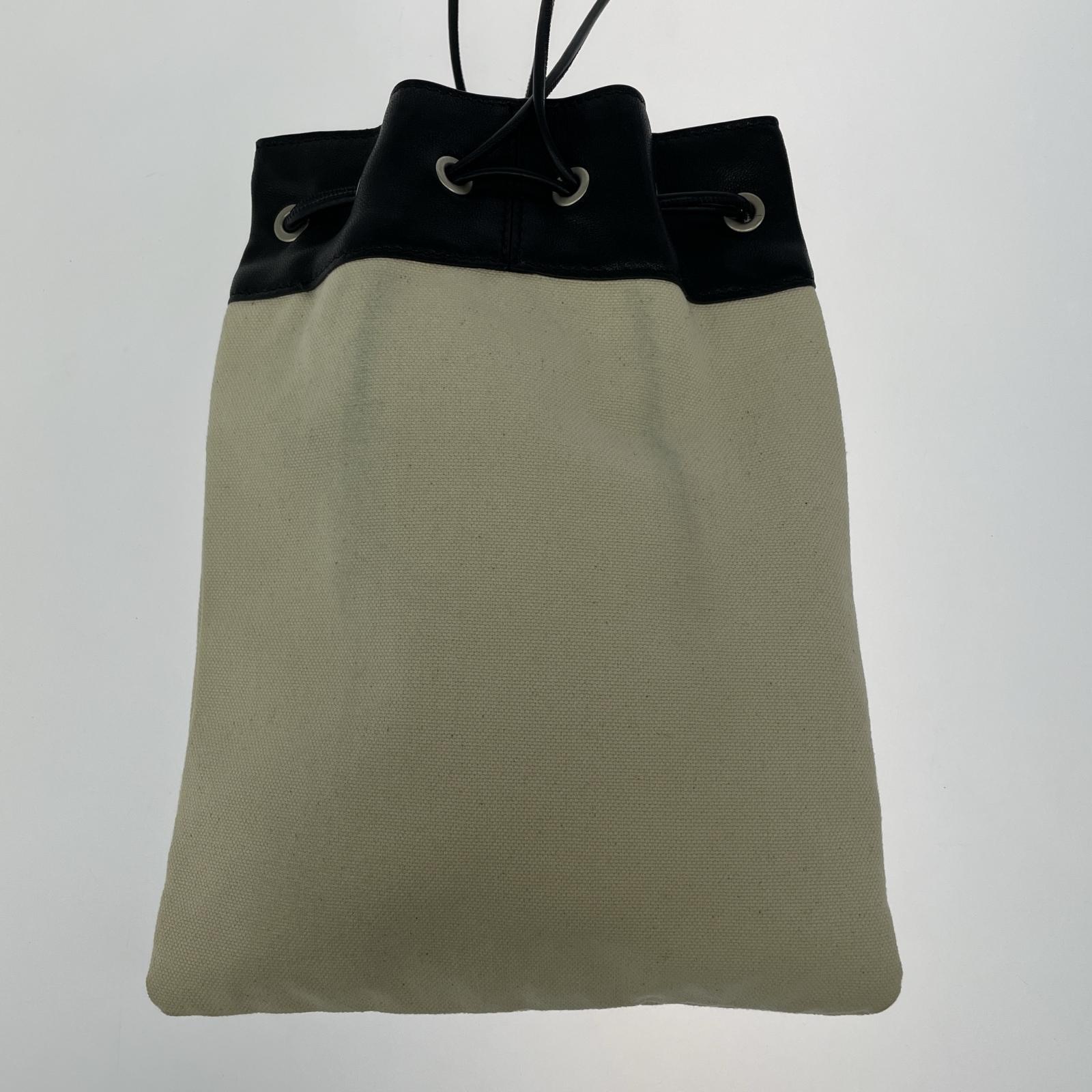 その他バッグ キャンバス×レザー 巾着バッグ