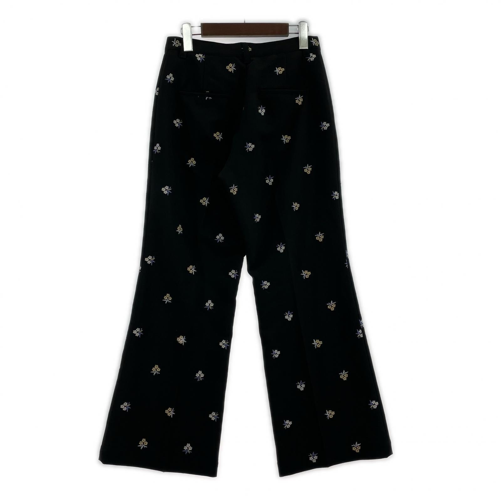 パンツ SLOBE citron. フラワーエンブロイダリーパンツ 38 ブラック