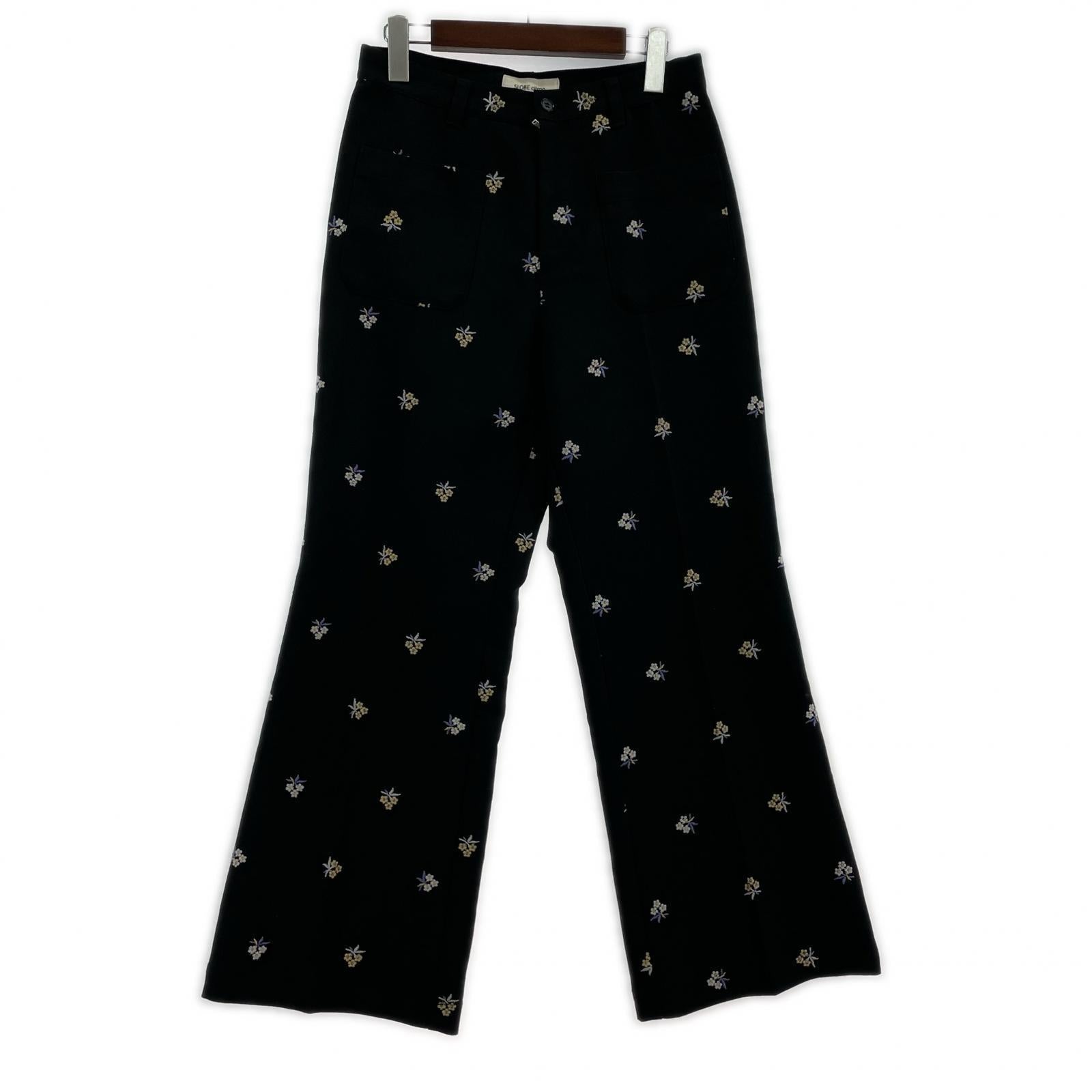 パンツ SLOBE citron. フラワーエンブロイダリーパンツ 38 ブラック