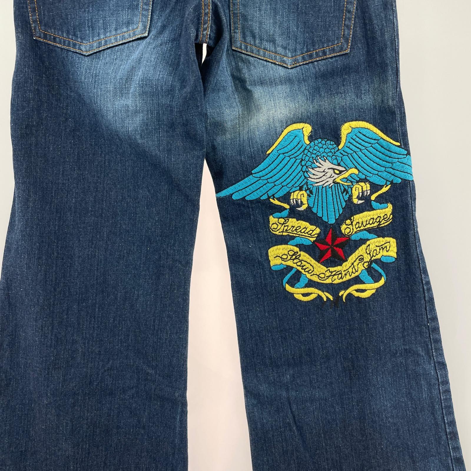 デニムパンツ How Hand Jam 刺繍デニムパンツ