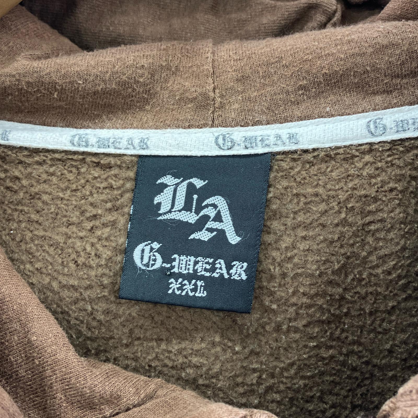 パーカー LA G-WEAR 茶 総柄 ブラウン