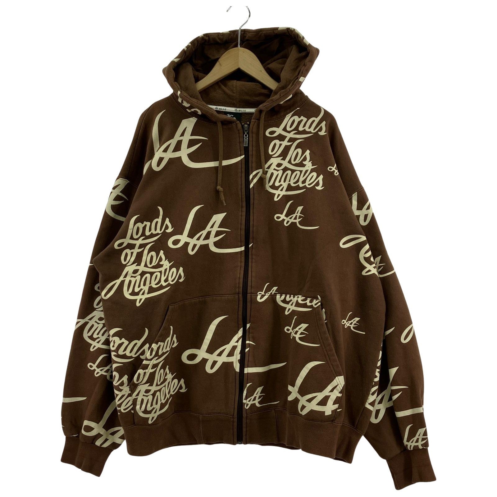 パーカー LA G-WEAR 茶 総柄 ブラウン