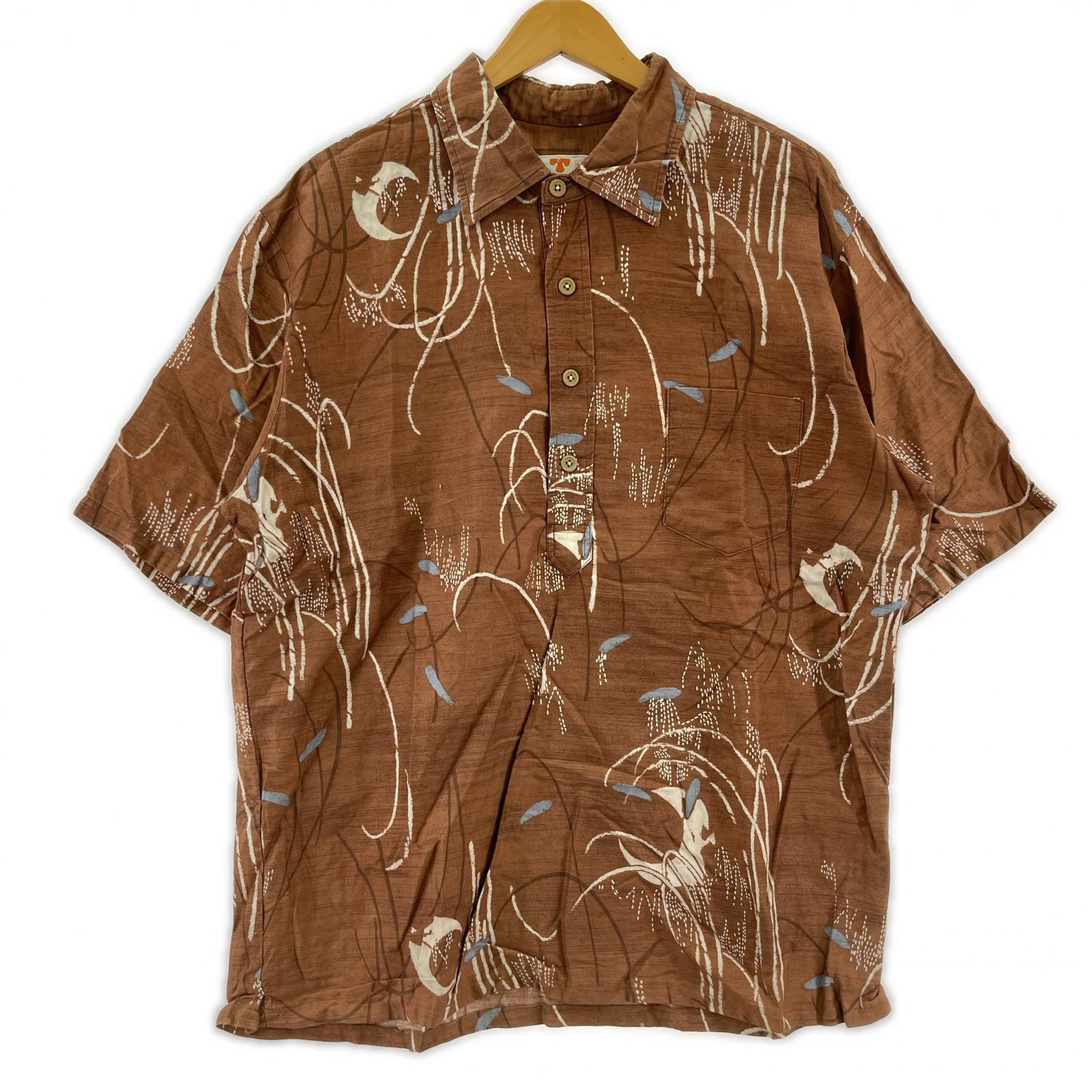 半袖シャツ 70s HAWAIIAN shirt ブラウン