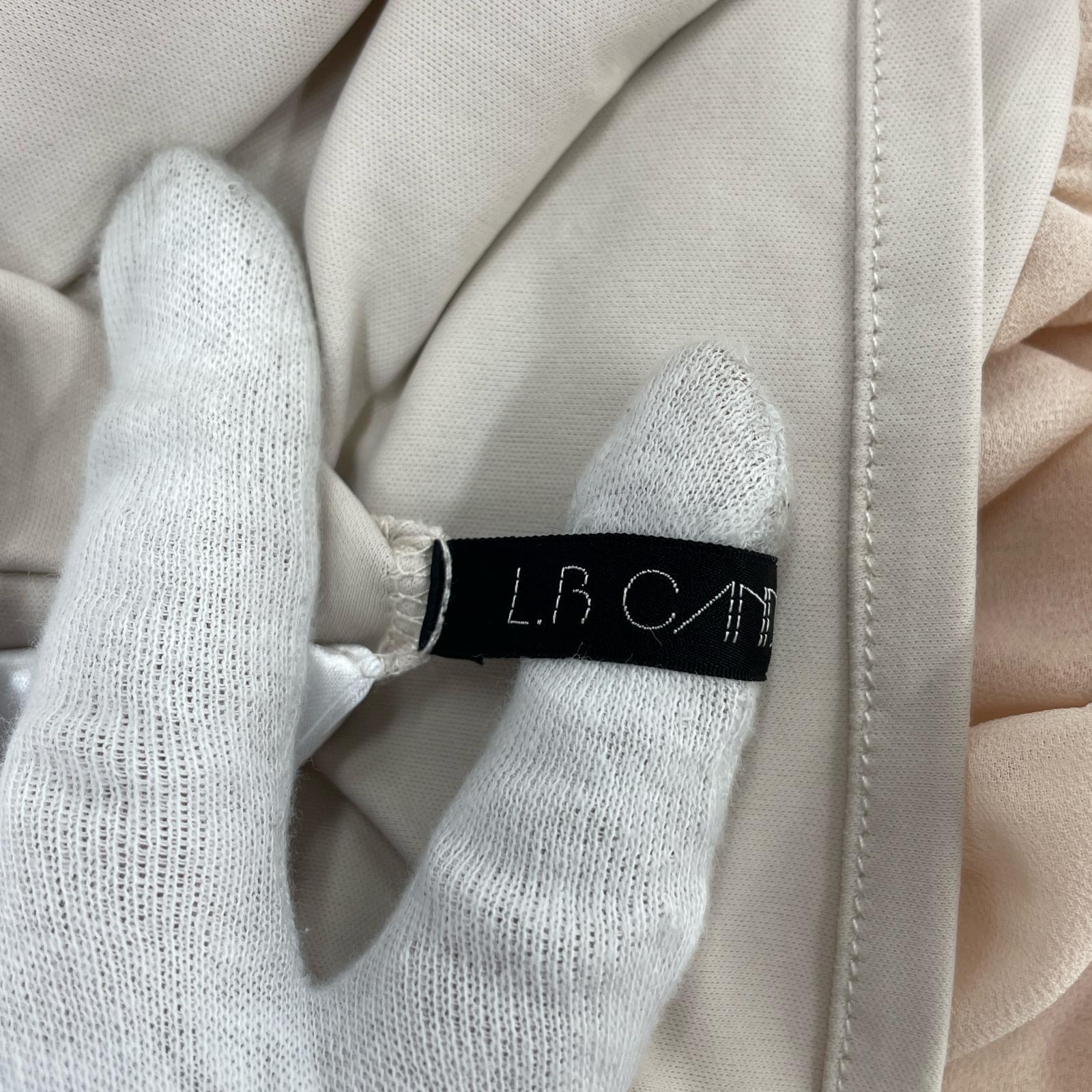 半袖Tシャツ 刺繍入りシフォン切替トップス フリー ベージュ