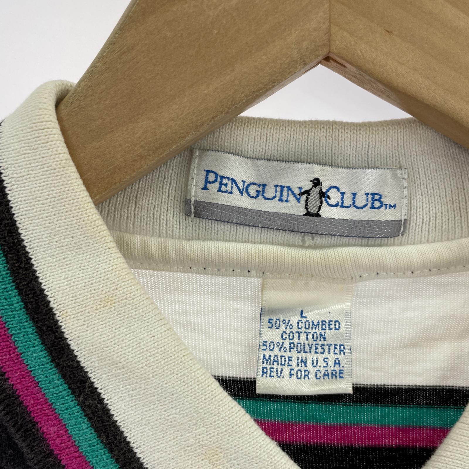 ポロシャツ 90s PENGUIN CLUB USA製 ボーダー L マルチカラー