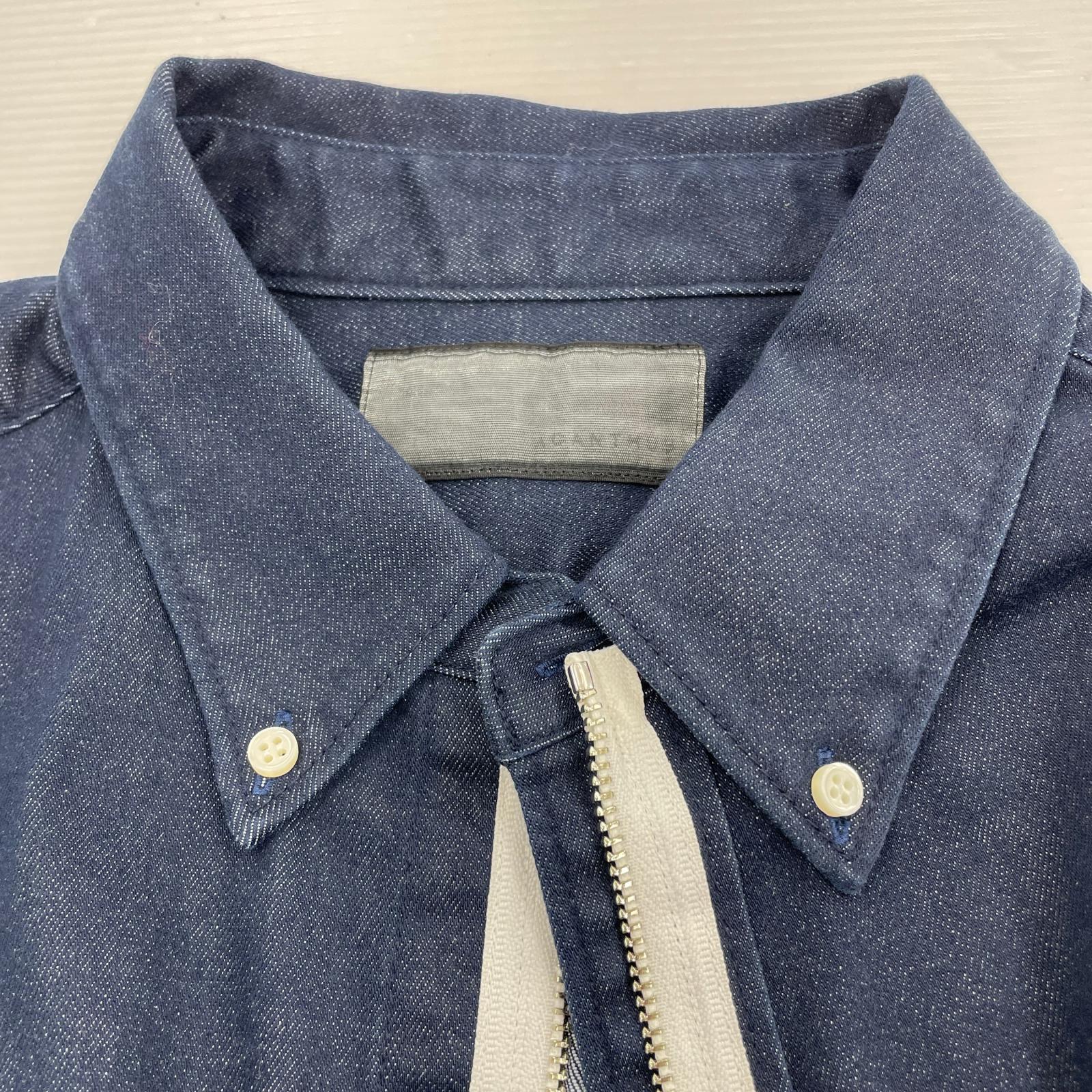 長袖シャツ ×LEON 別注 リメイクジップデニムシャツ L ブルー