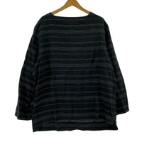 長袖Tシャツ L/S リネン ボーダーカットソー(4) ブラック 4