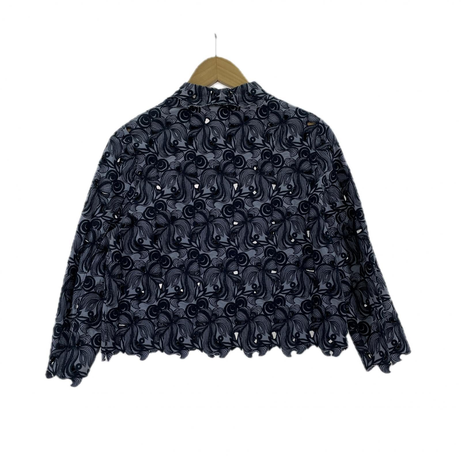 長袖シャツ 刺繍クロップドシャツ 0 0 ネイビー