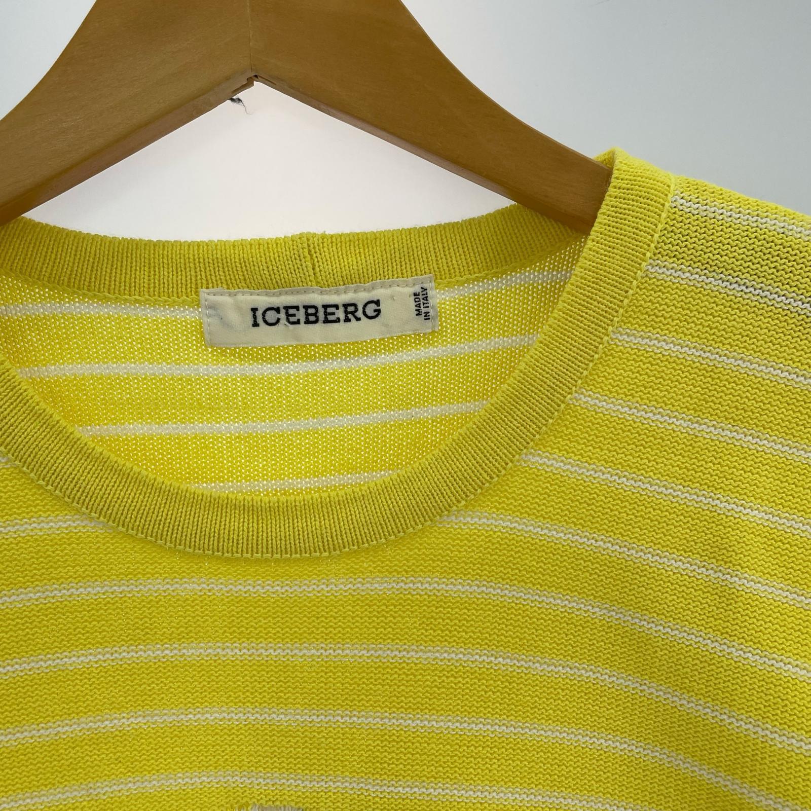 長袖Tシャツ ICEBERG フィリックスザキャット ストライプ 黄 S イエロー