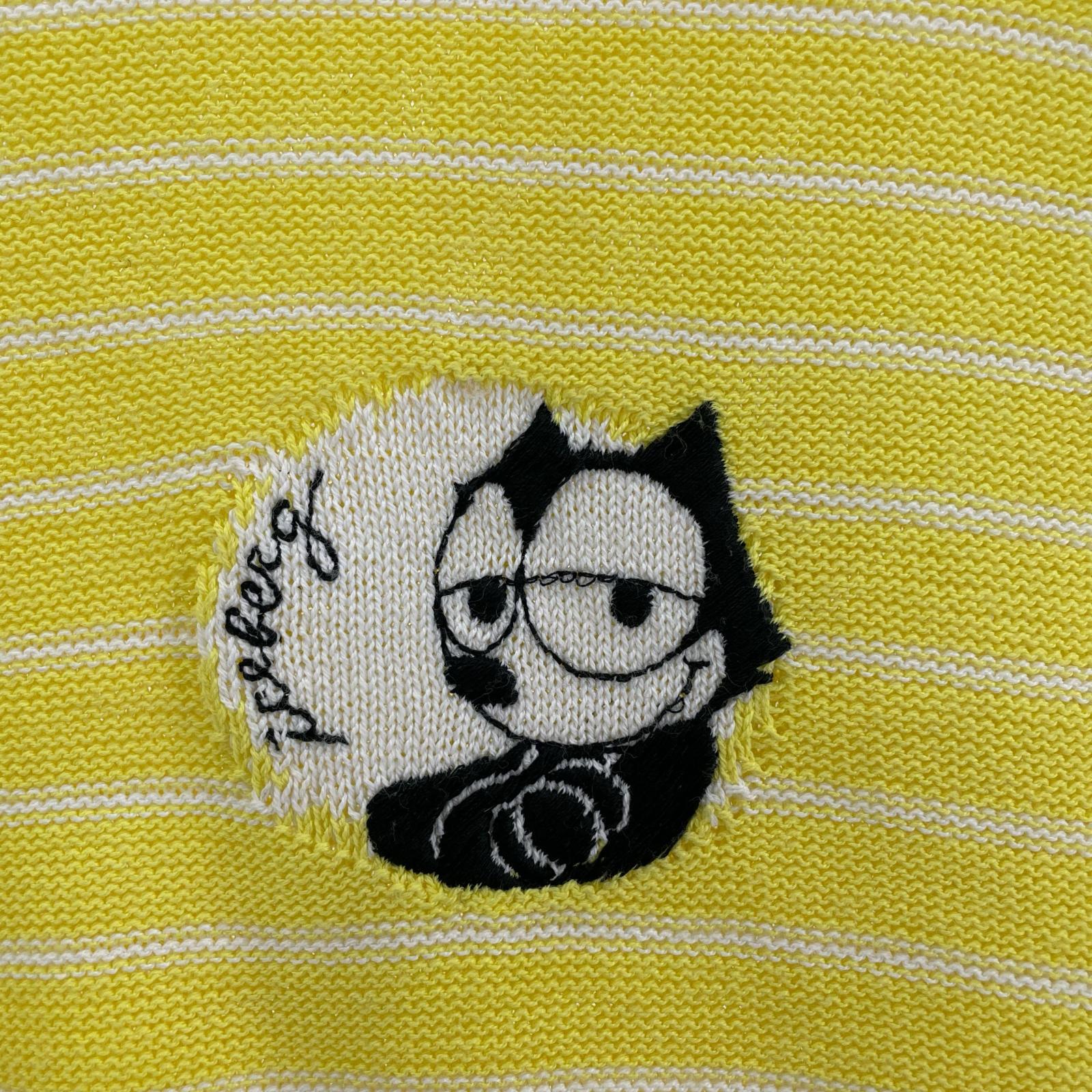 長袖Tシャツ ICEBERG フィリックスザキャット ストライプ 黄 S イエロー