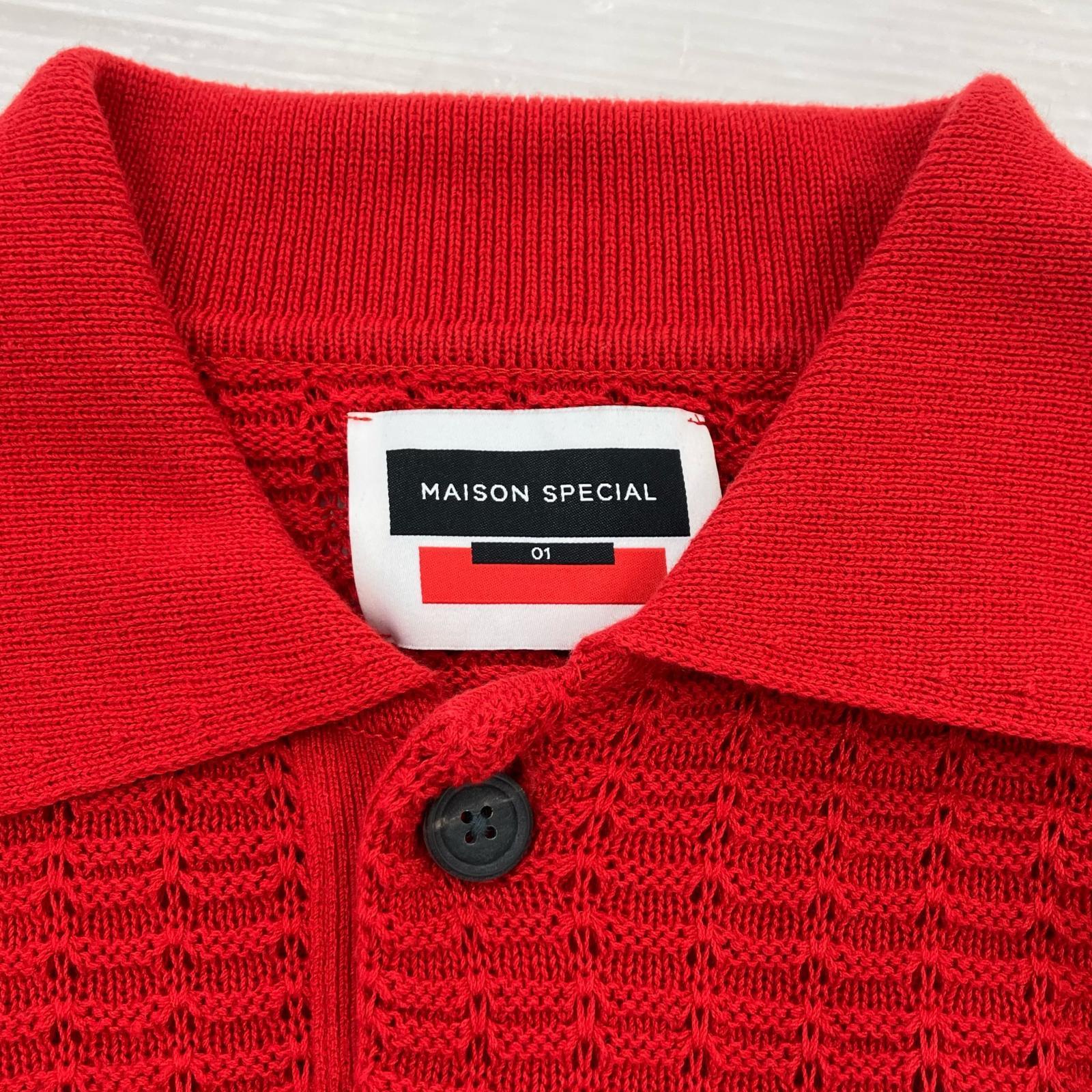 ニット S/S KNIT POLO RED 01 レッド