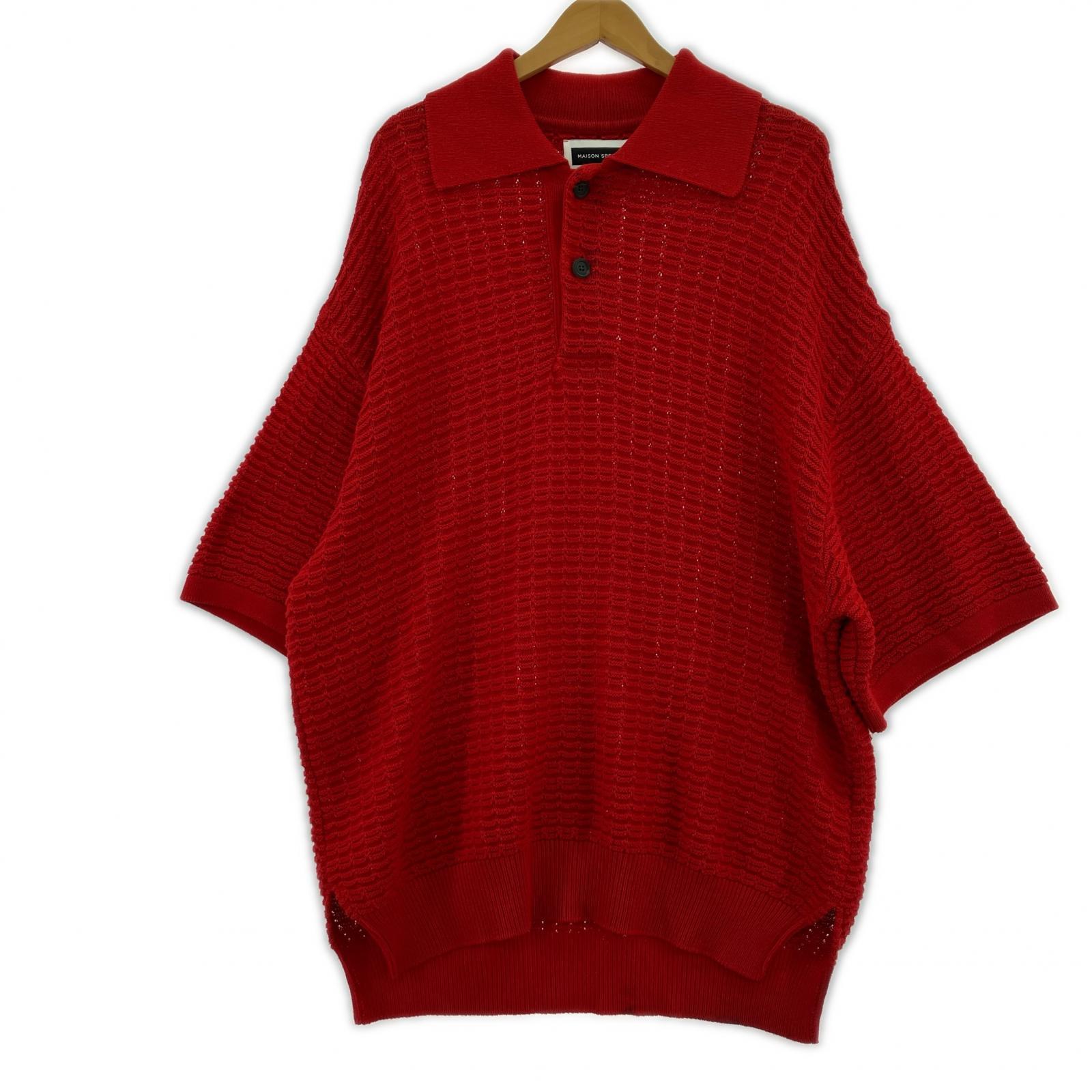 ニット S/S KNIT POLO RED 01 レッド