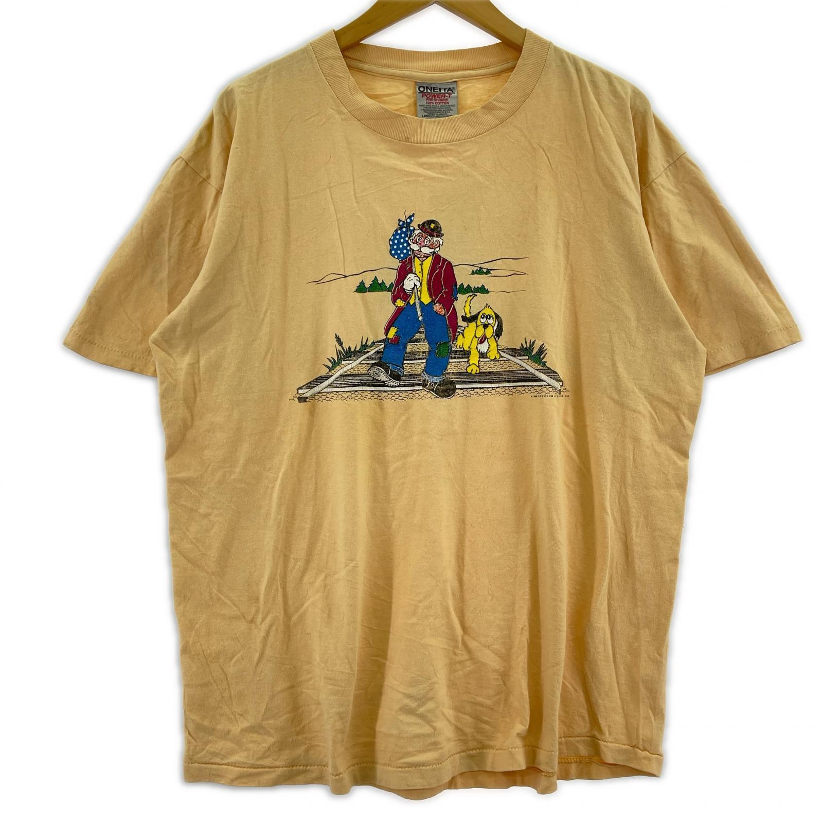 半袖Tシャツ 90's ONEITA 両面プリントTEE イエロー系 L