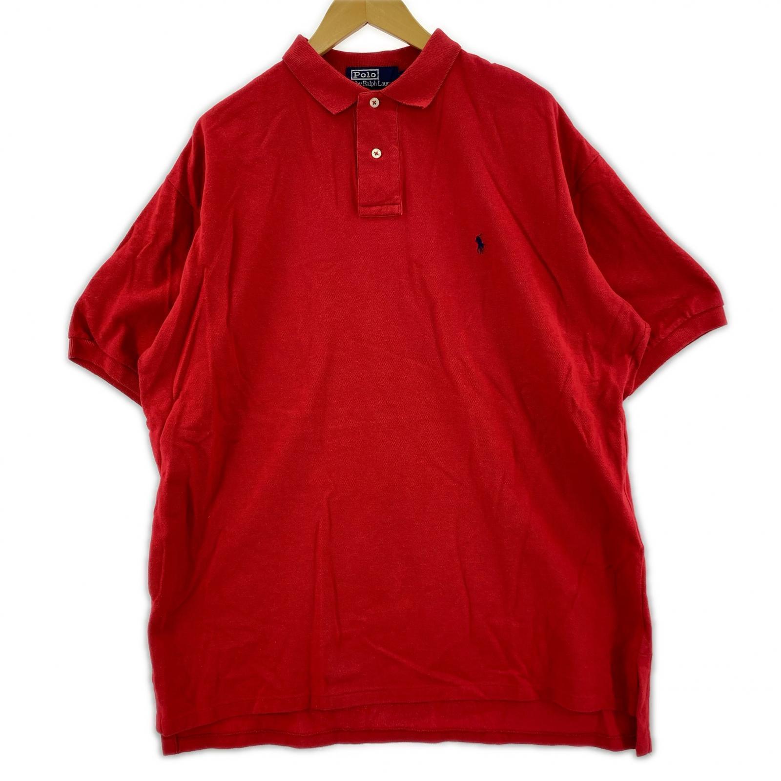 ポロシャツ 90s USA製 赤 (L) L レッド
