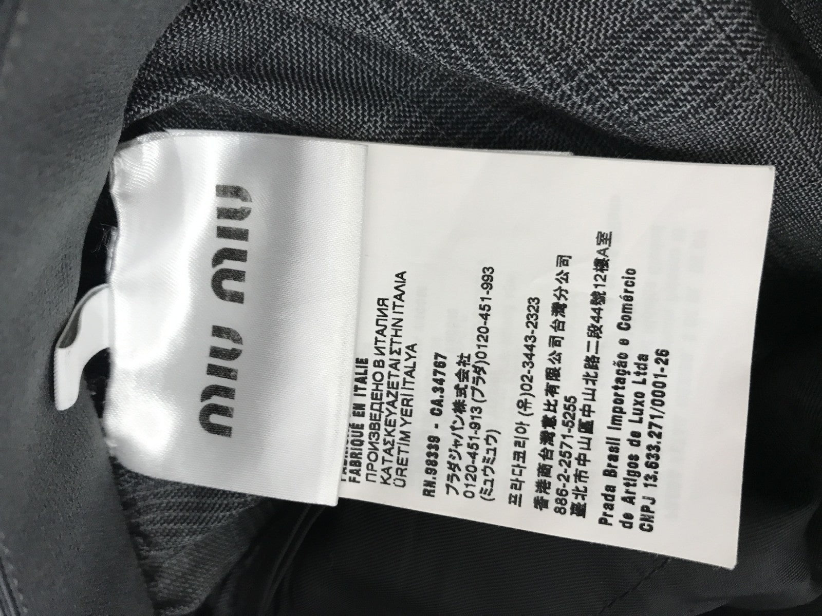 miumiu/チェックパンツ/GRY/size:38