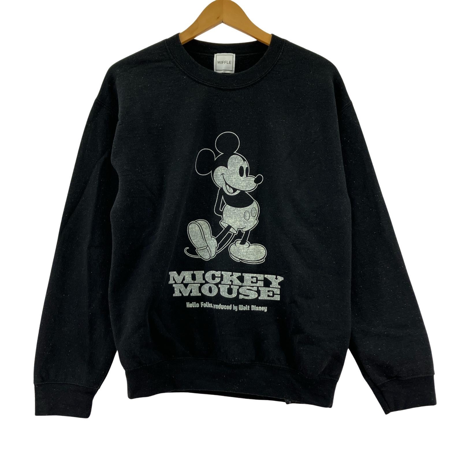 スウェット Wiffle / MICKEY MOUSE CREWNECK SWEAT S ブラック