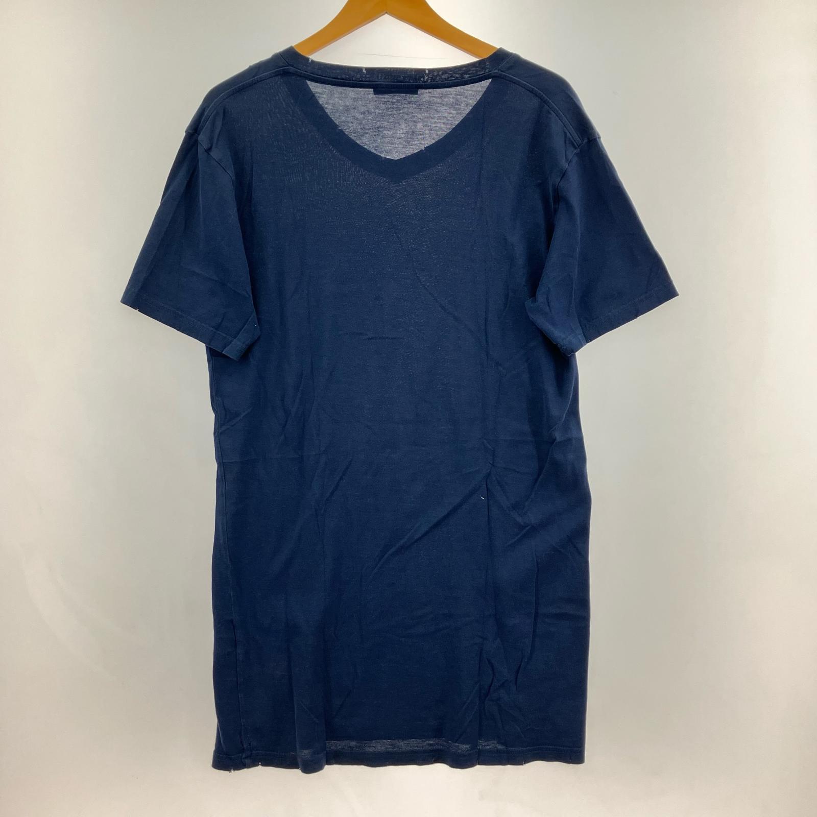 半袖Tシャツ ダメージ加工Vネック ネイビー S S ネイビー