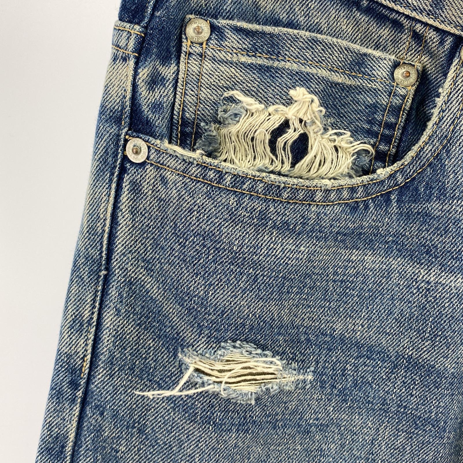 デニムパンツ レザーパッチデニム W29 29 ブルー
