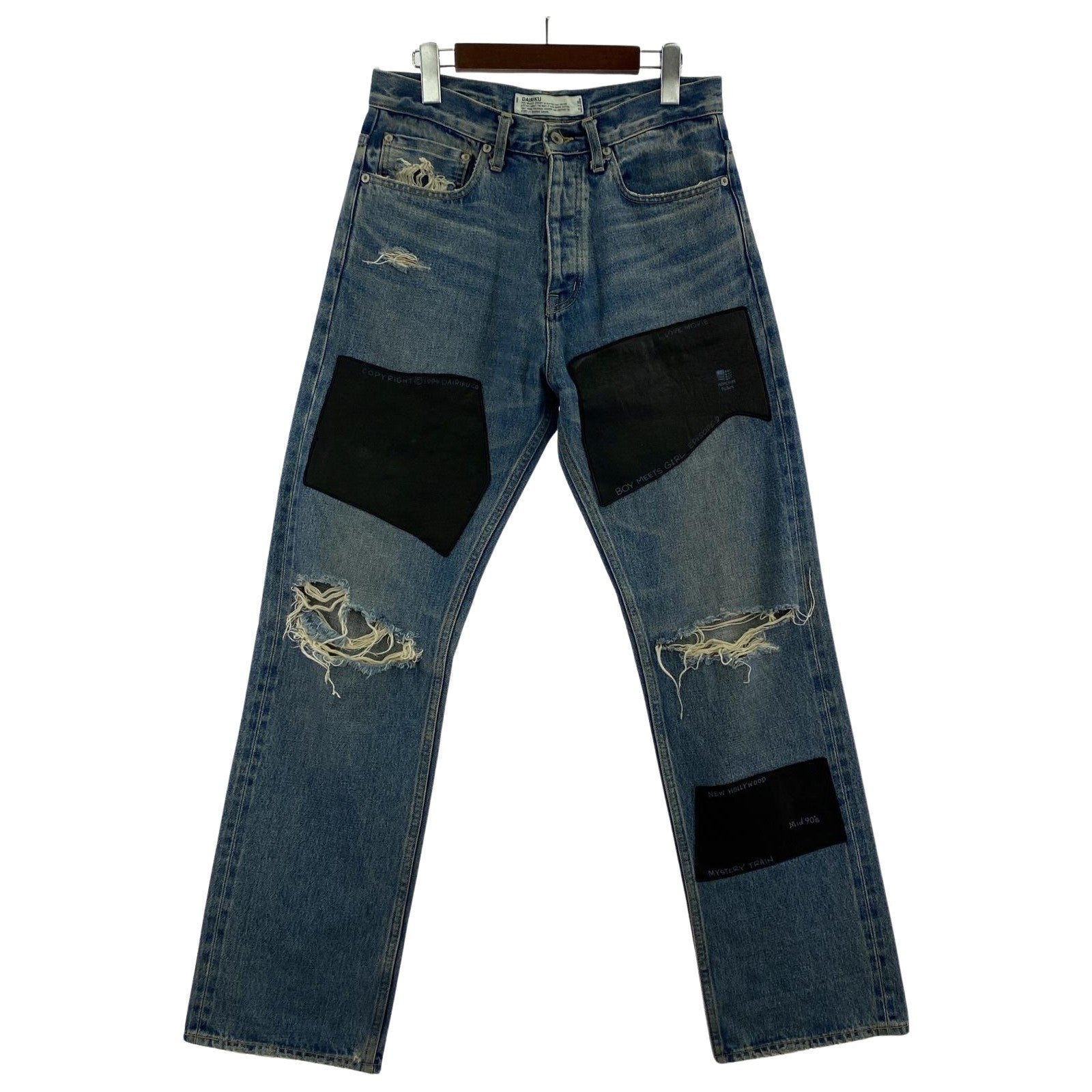 デニムパンツ レザーパッチデニム W29 29 ブルー