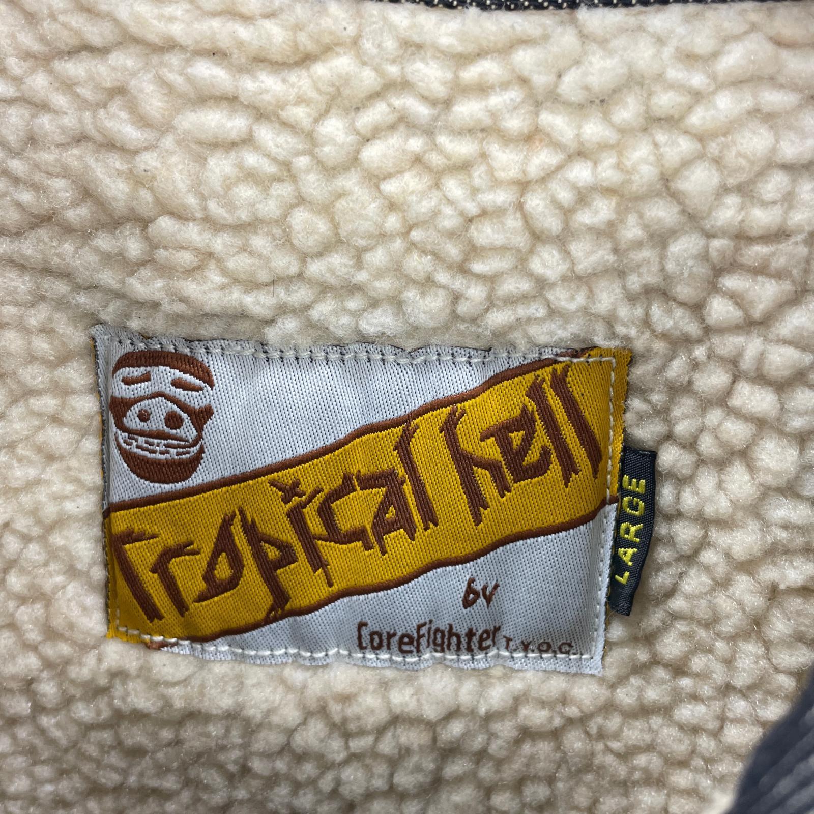 ジャケット トロピカルヘル デニムジャケット ボア 袖レザー L