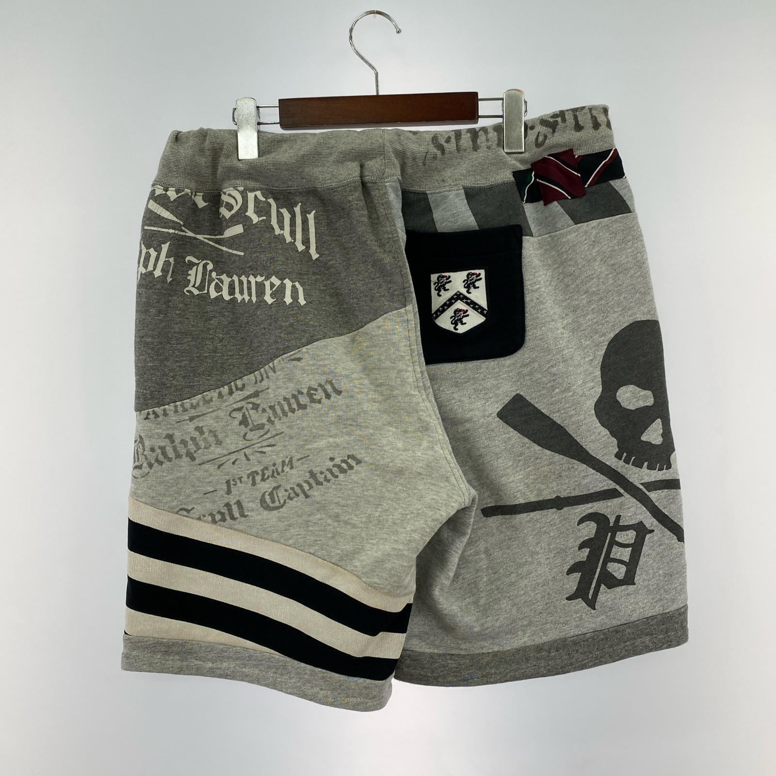ショートパンツ パッチワーク スウェット L L グレー